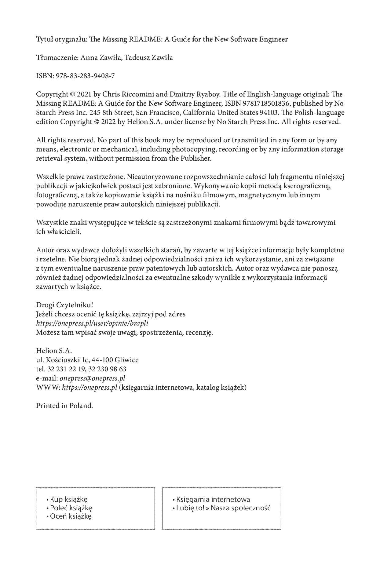 Fragment „Brakujący plik README. Przewodnik dla początkujących inżynierów oprogramowania” — strona 2 z 20