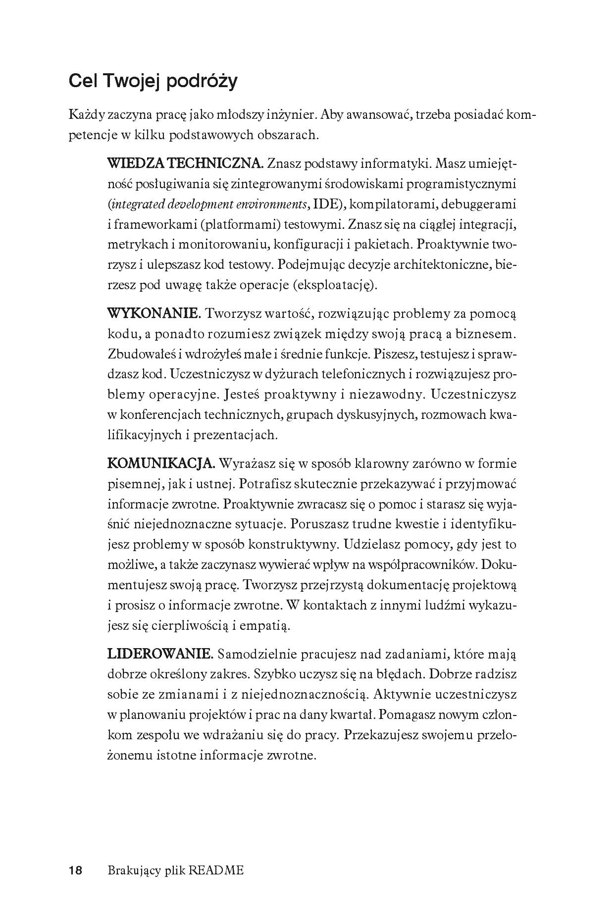 Fragment „Brakujący plik README. Przewodnik dla początkujących inżynierów oprogramowania” — strona 12 z 20