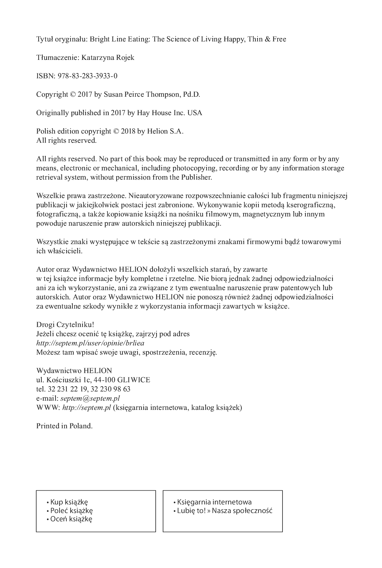 Fragment „Bright Line Eating. Jak stać się szczupłym, szczęśliwym i wolnym człowiekiem” — strona 2 z 28