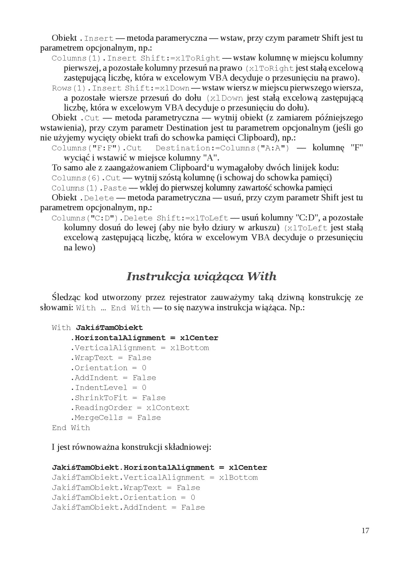 Fragment „Visual Basic dla Excela w przykładach” — strona 17 z 30