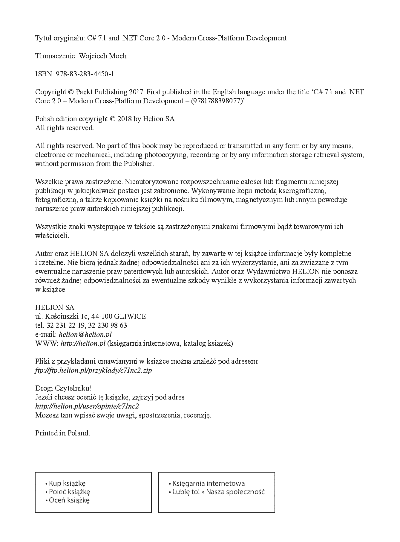 Fragment „C# 7.1 i .NET Core 2.0 dla programistów aplikacji wieloplatformowych” — strona 2 z 30