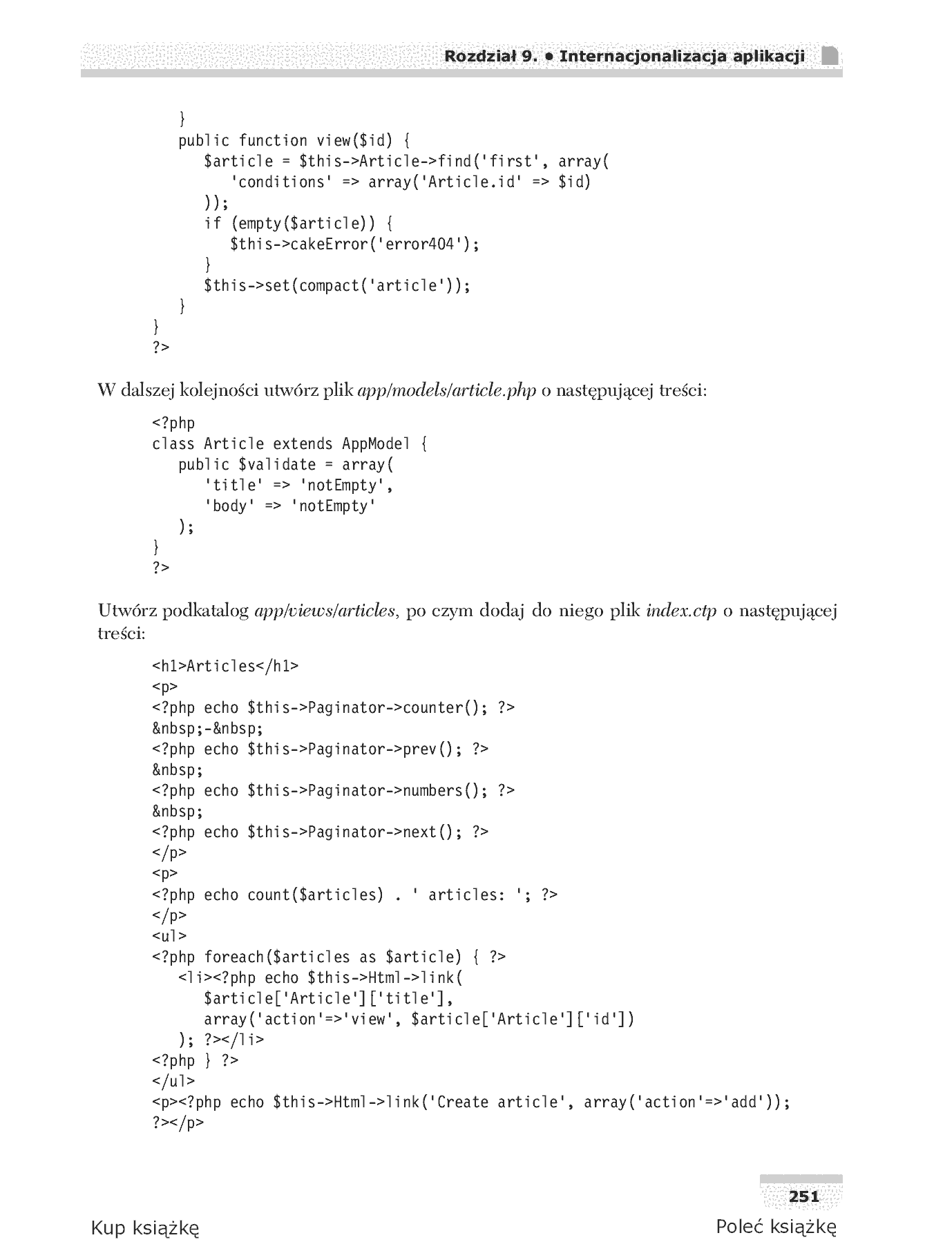 Fragment „CakePHP 1.3. Programowanie aplikacji. Receptury” — strona 8 z 30