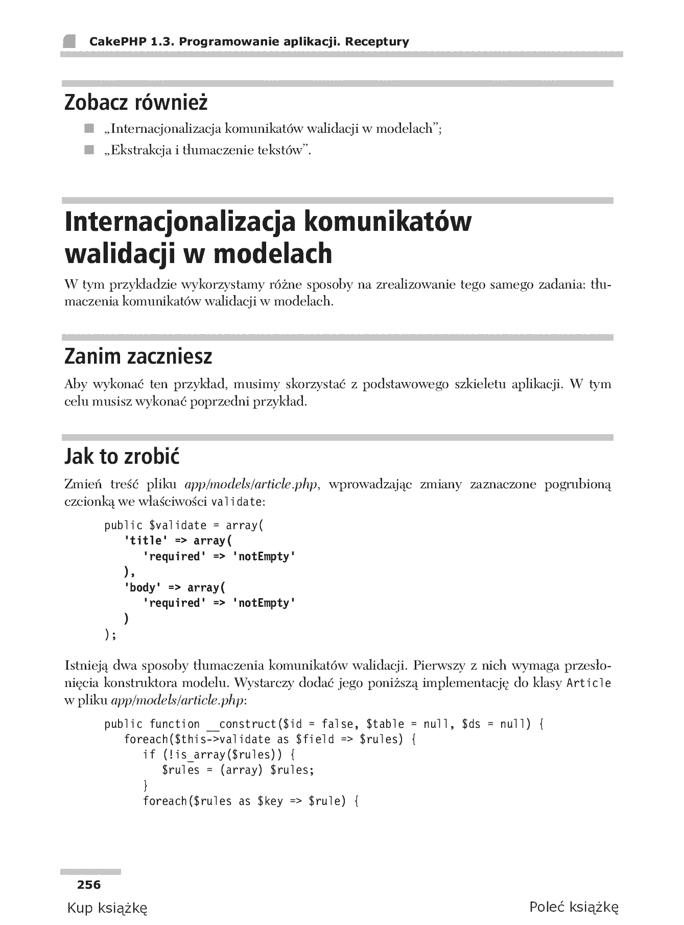 Fragment „CakePHP 1.3. Programowanie aplikacji. Receptury” — strona 13 z 30