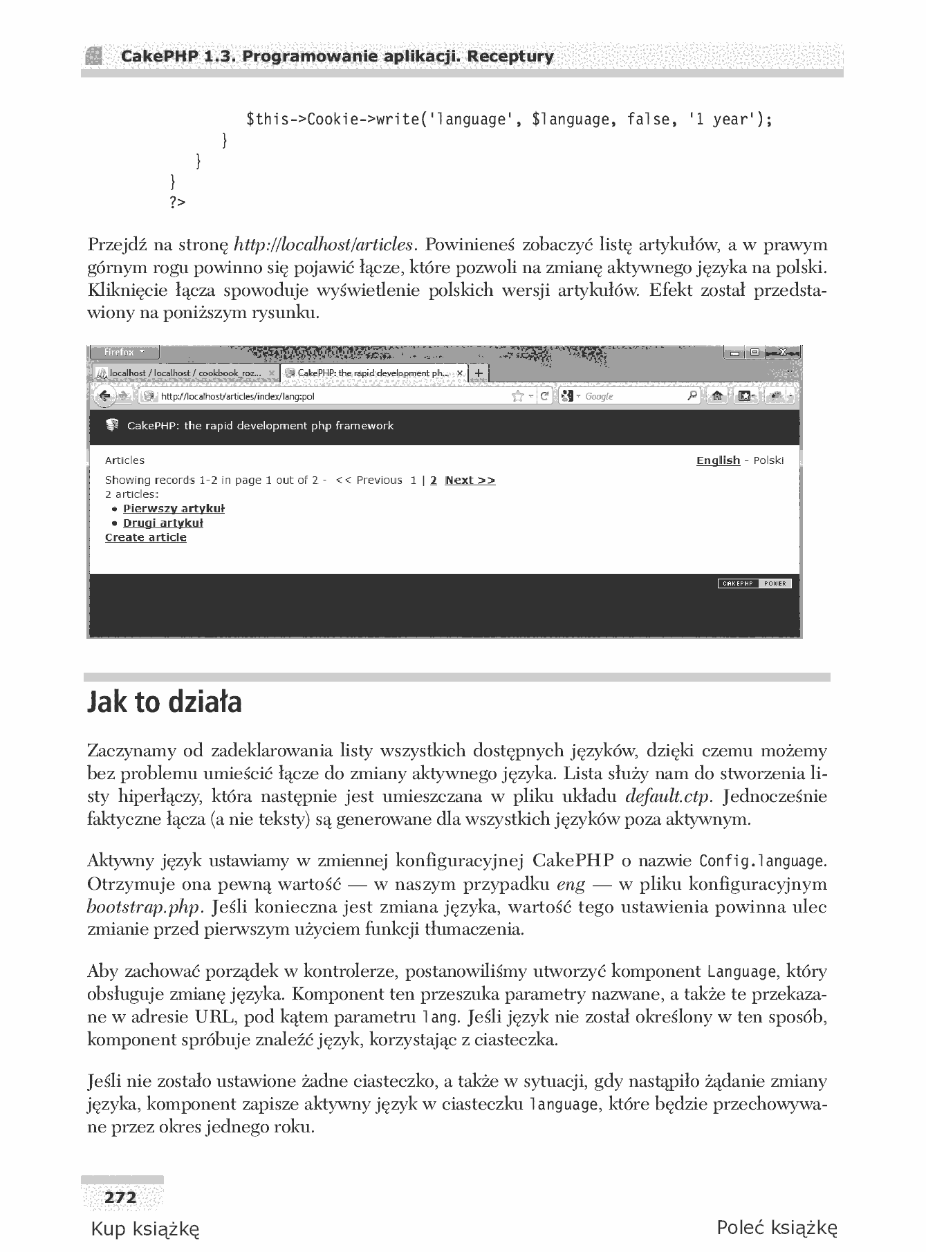 Fragment „CakePHP 1.3. Programowanie aplikacji. Receptury” — strona 29 z 30