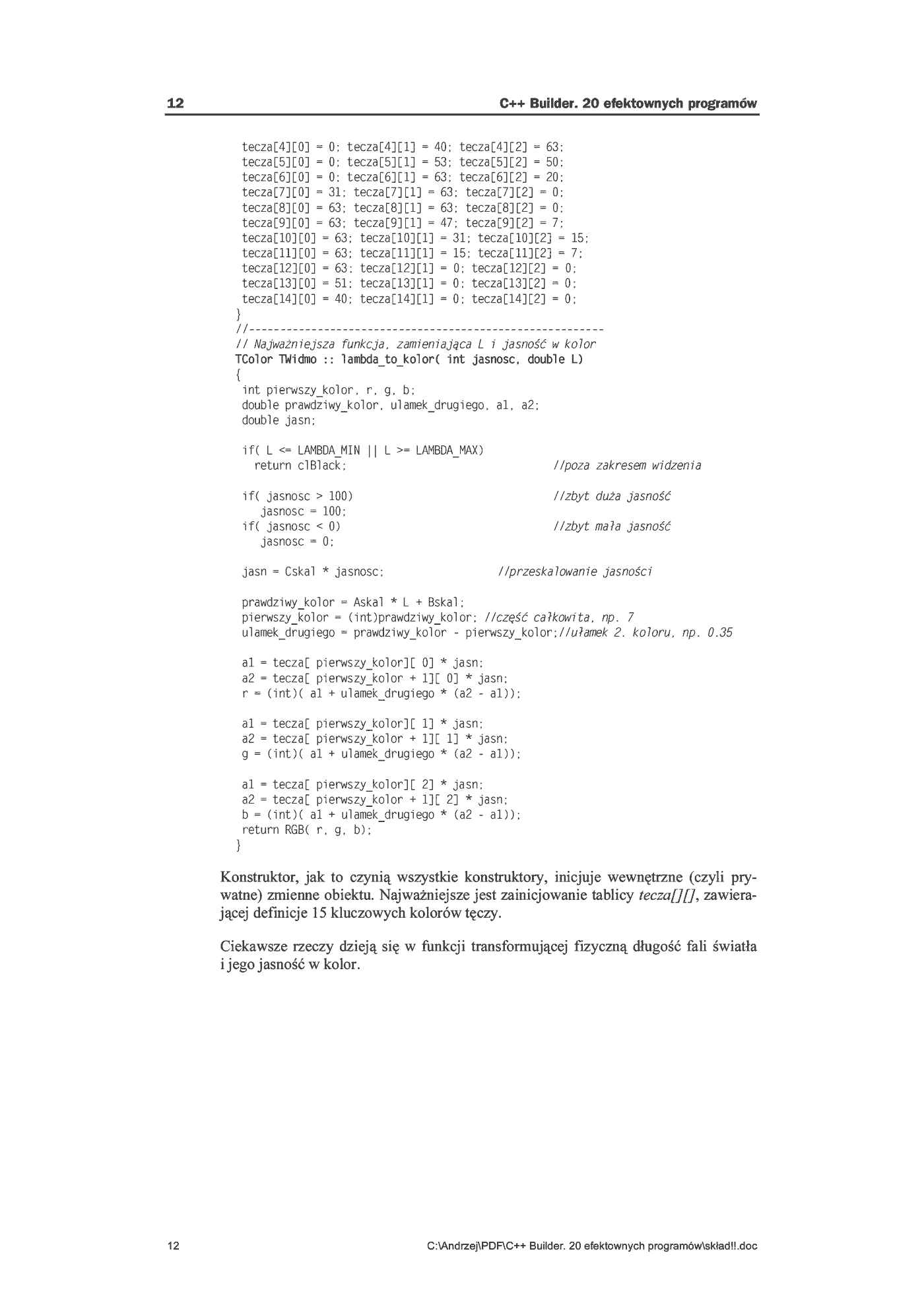 Fragment „C++ Builder. 20 efektownych programów” — strona 12 z 16