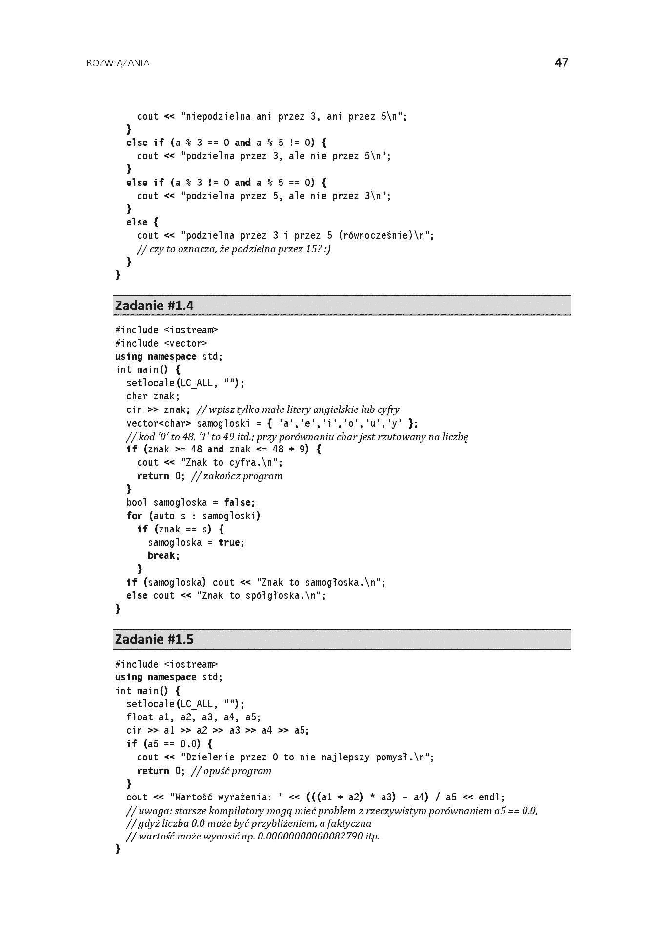 Fragment „C++ Zbiór zadań z rozwiązaniami” — strona 15 z 18