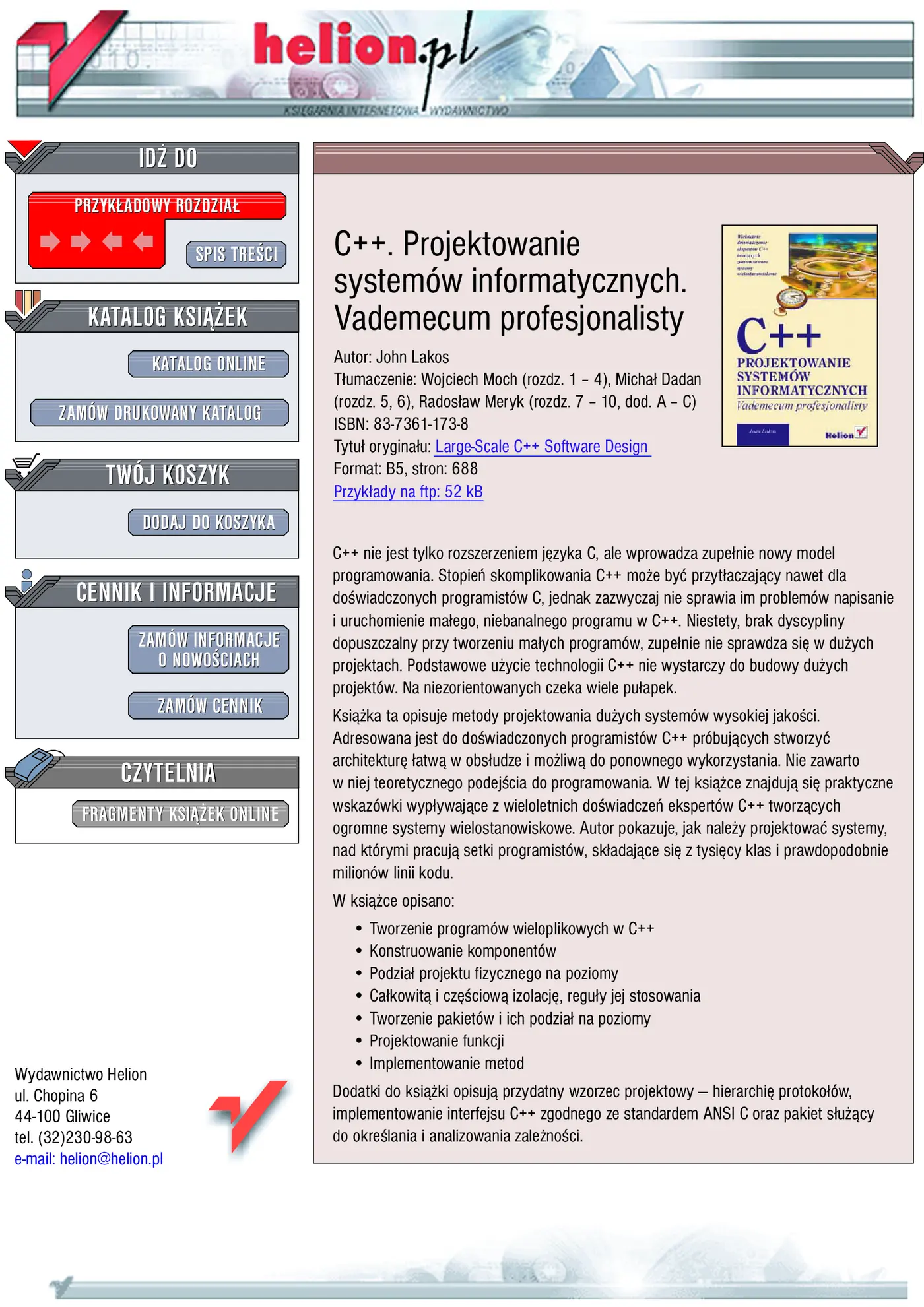 Fragment „C++. Projektowanie systemów informatycznych. Vademecum profesjonalisty” — strona 1 z 22