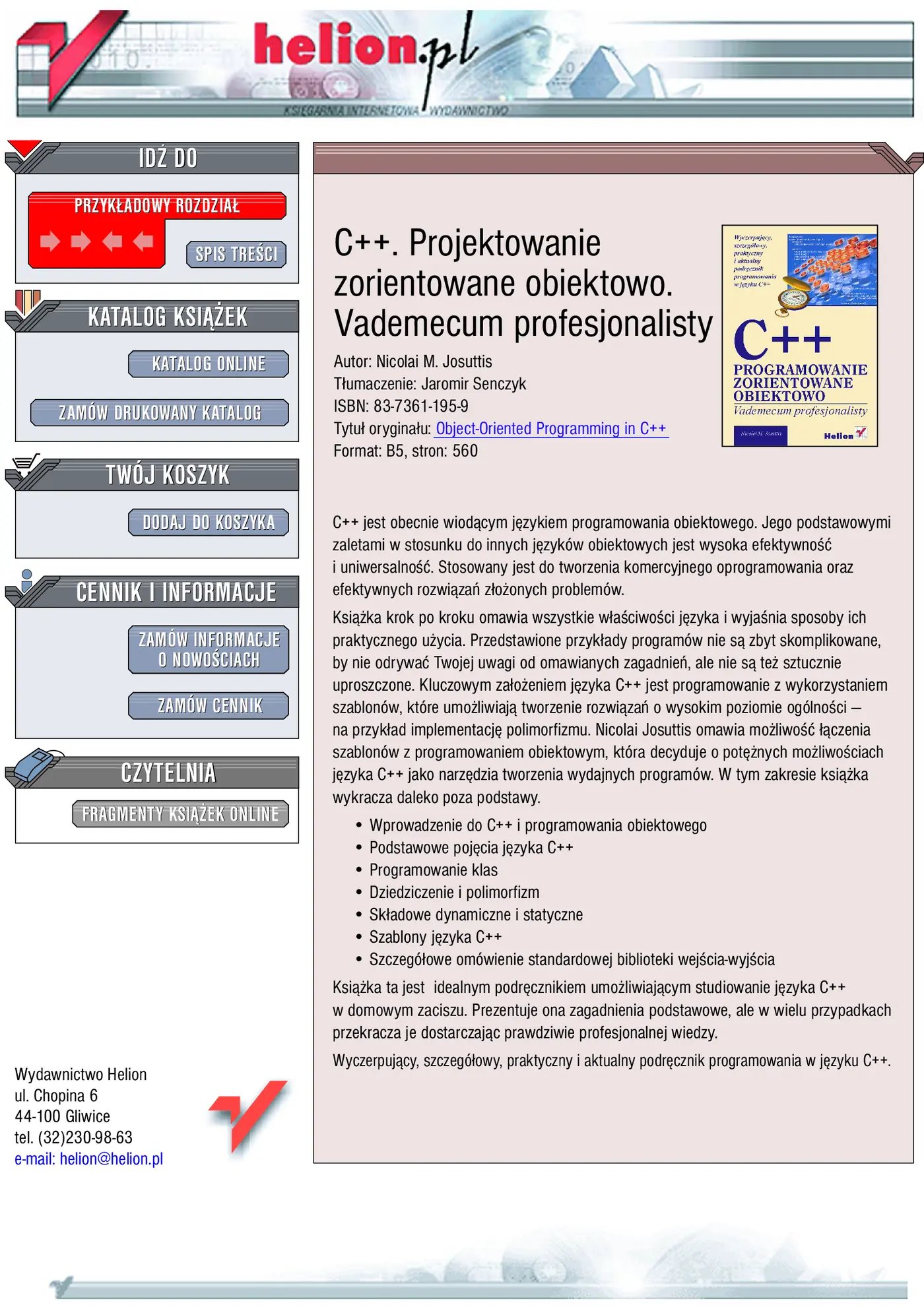 Fragment „C++. Programowanie zorientowane obiektowo. Vademecum profesjonalisty” — strona 1 z 30