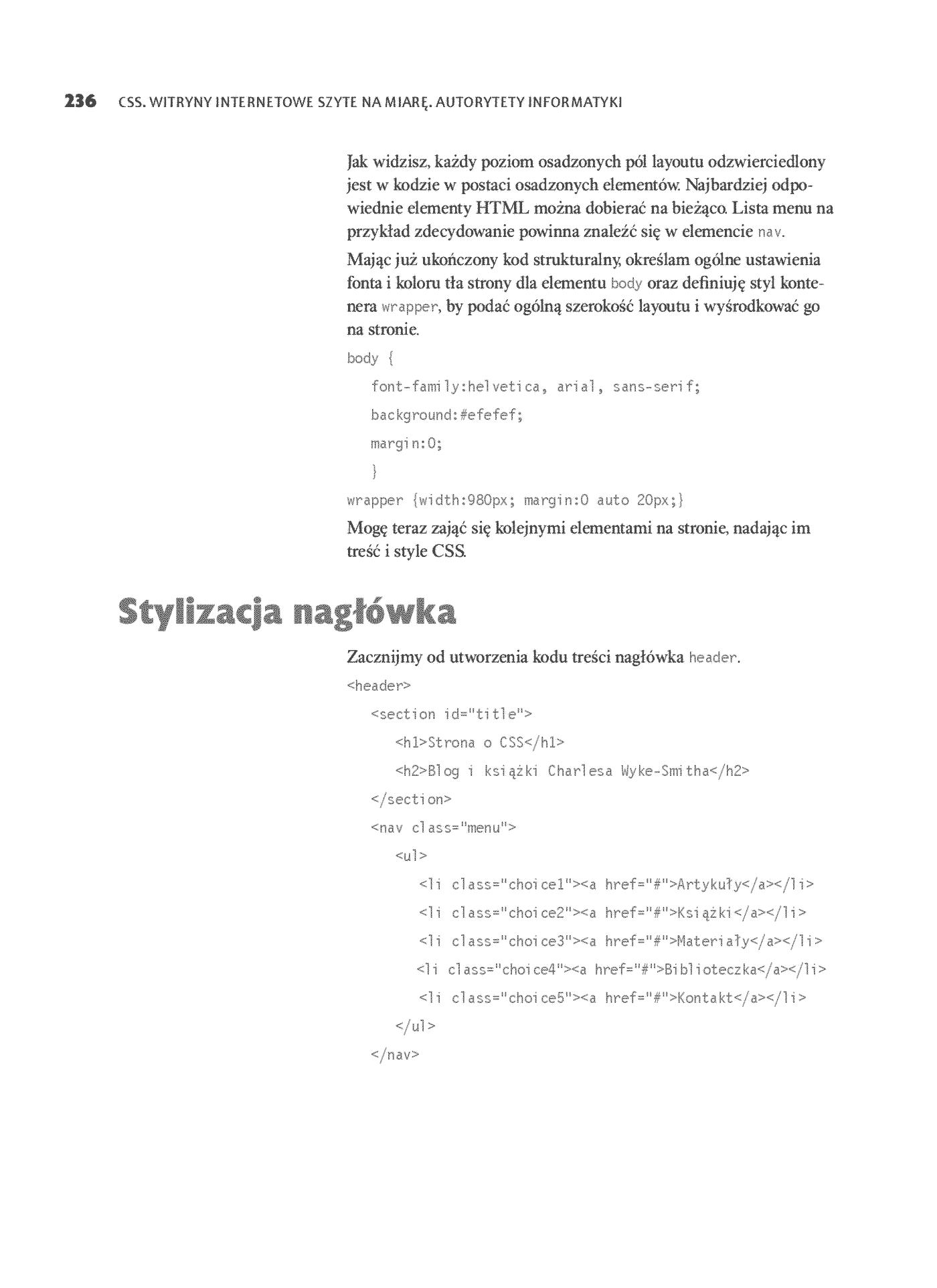 Fragment „CSS. Witryny internetowe szyte na miarę. Autorytety informatyki. Wydanie III” — strona 13 z 30