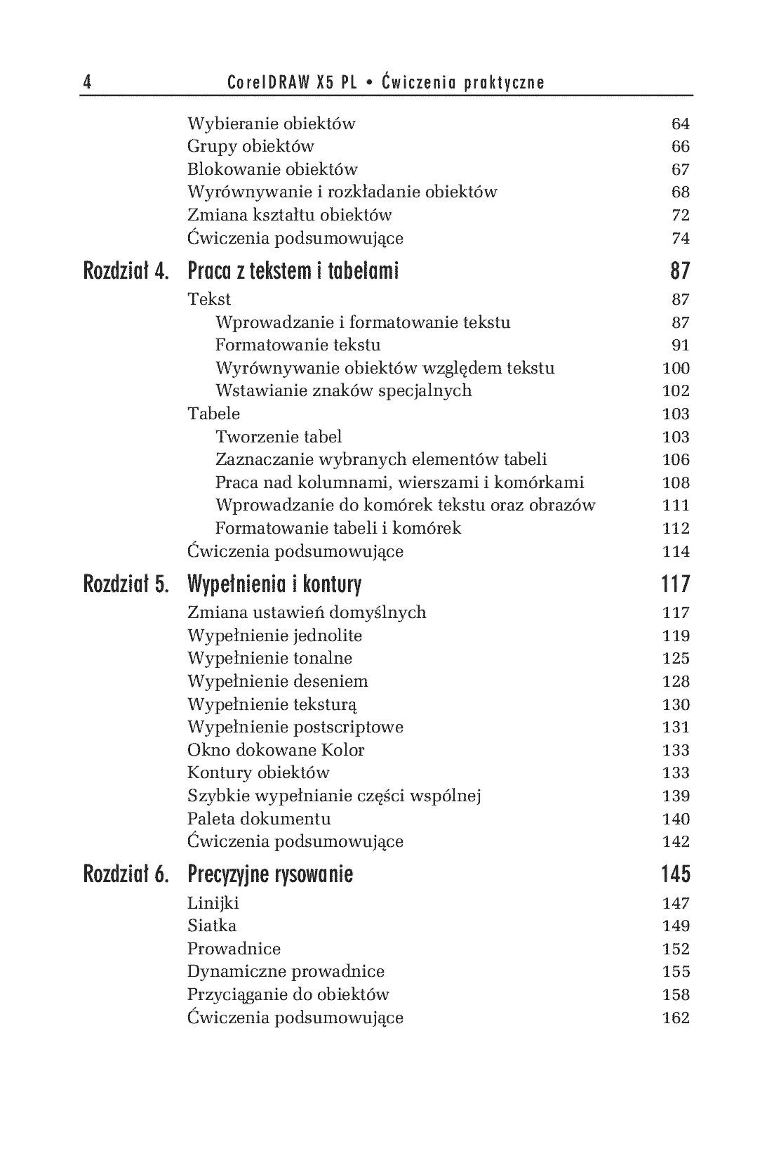 Fragment „CorelDRAW X5 PL. Ćwiczenia praktyczne” — strona 4 z 28