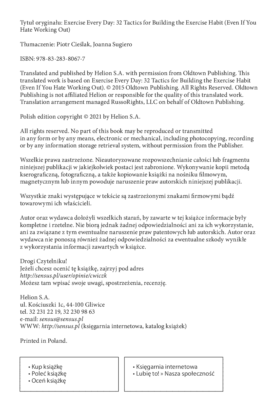Fragment „Ćwicz każdego dnia. 32 sposoby na kształtowanie nawyku trenowania (nawet jeśli nie lubisz ćwiczyć)” — strona 2 z 10