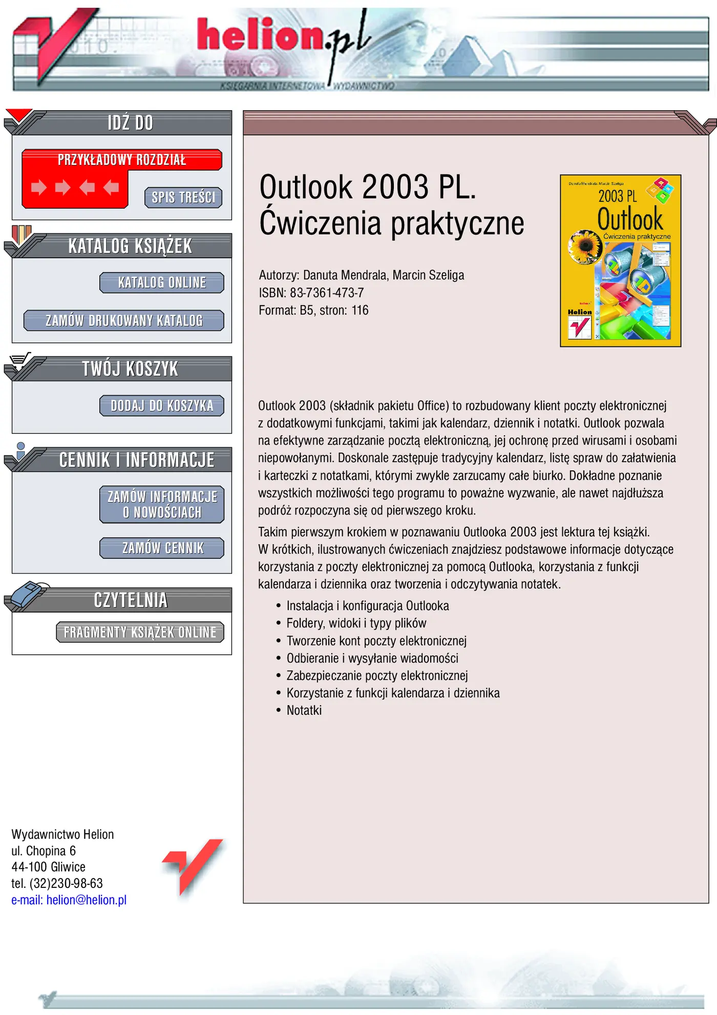 Fragment „Outlook 2003 PL. Ćwiczenia praktyczne” — strona 1 z 20