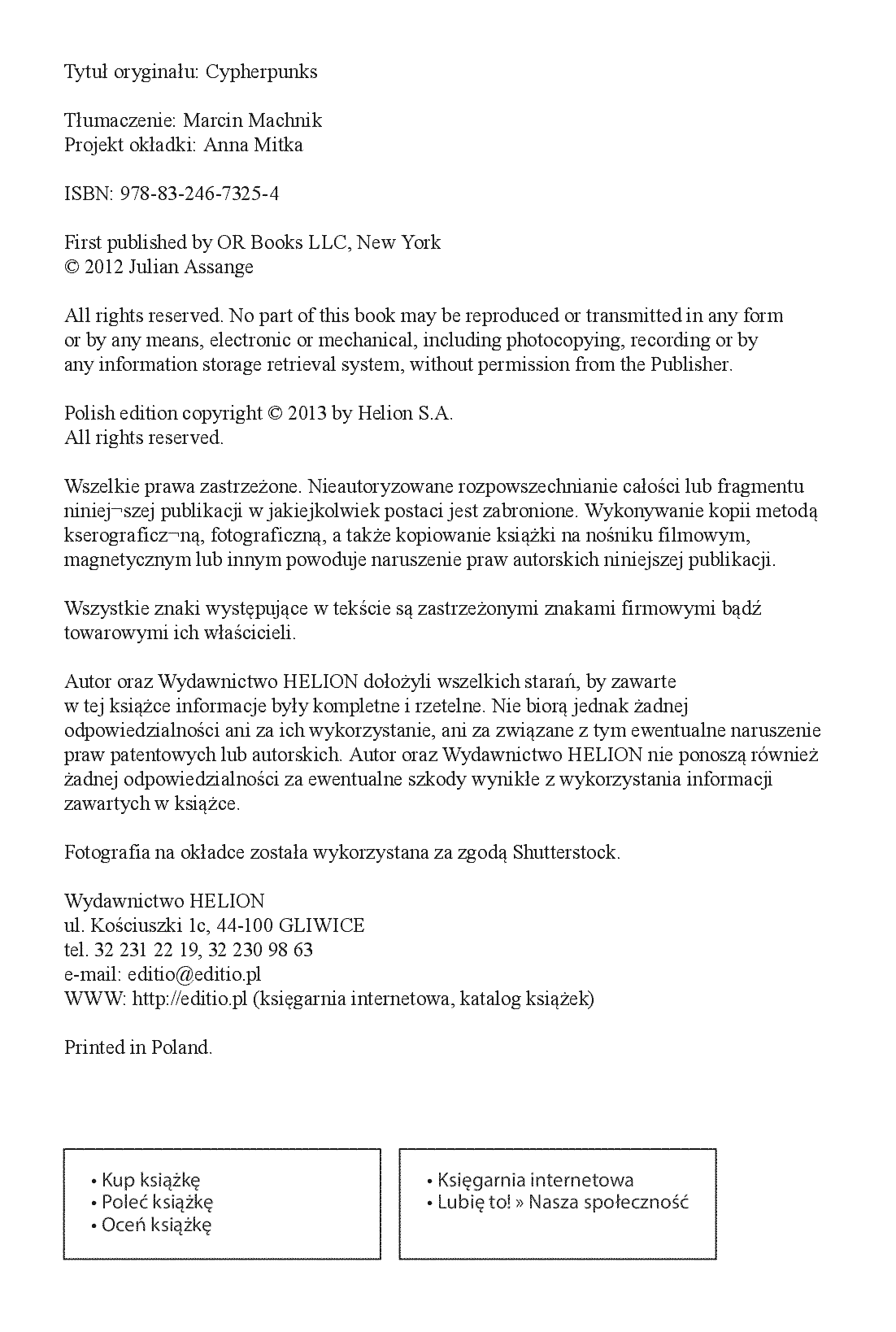 Fragment „Cypherpunks. Wolność i przyszłość internetu” — strona 2 z 18