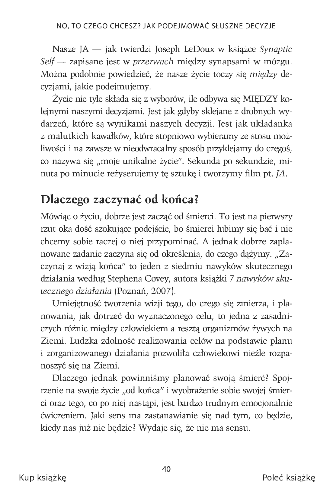 Fragment „No, to czego chcesz? Jak podejmować słuszne decyzje” — strona 10 z 19