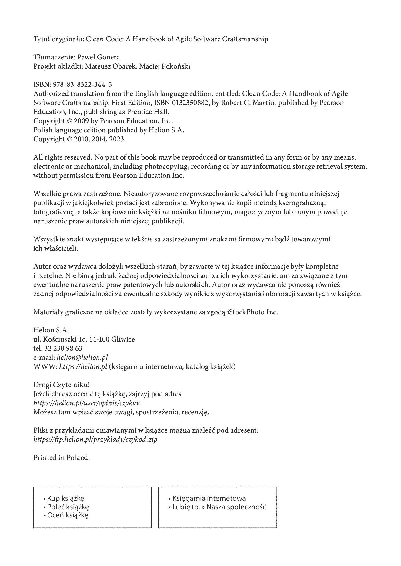 Fragment „Czysty kod. Podręcznik dobrego programisty” — strona 2 z 30