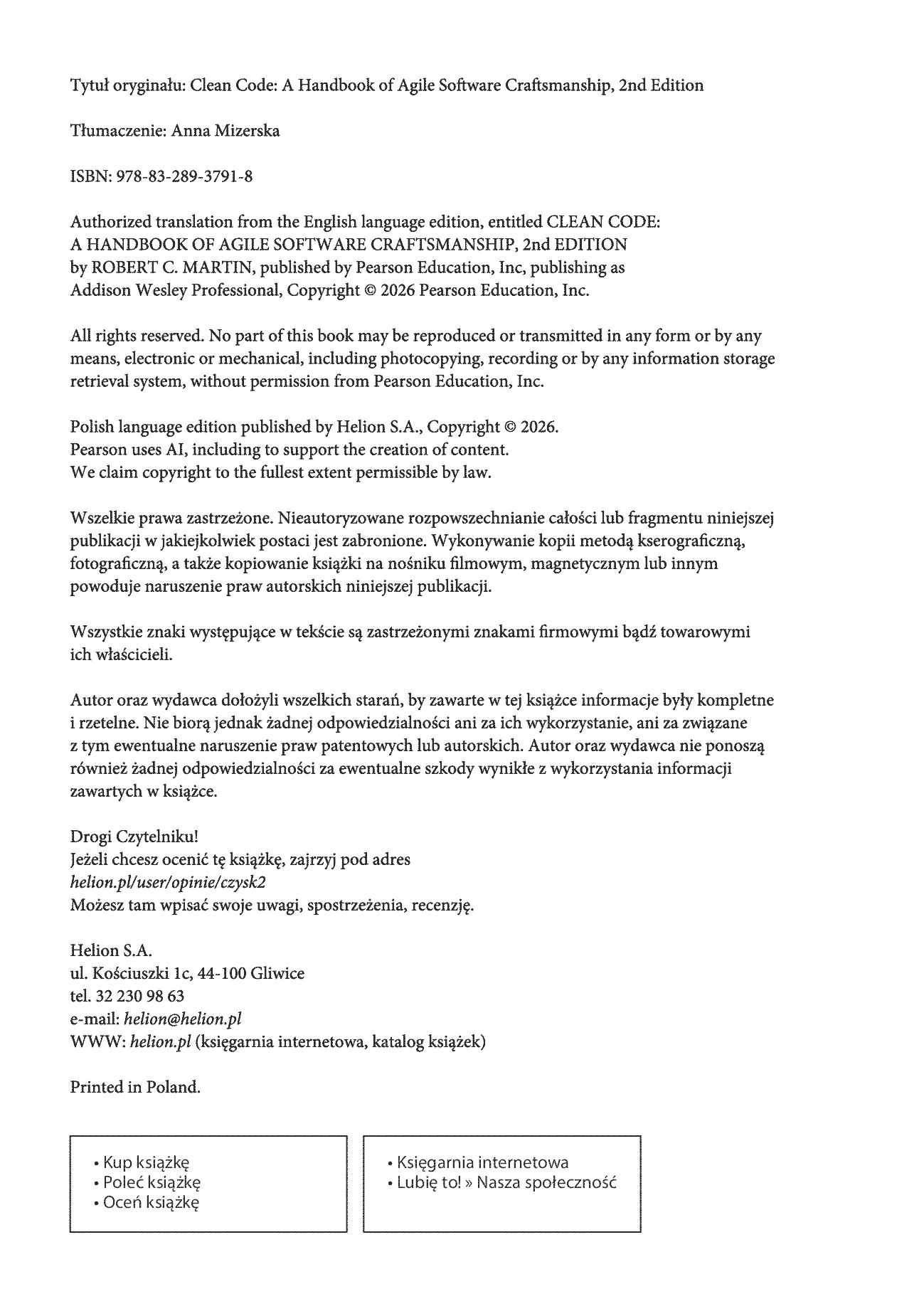 Fragment „Czysty kod. Podręcznik dobrego programisty. Wydanie II” — strona 2 z 30