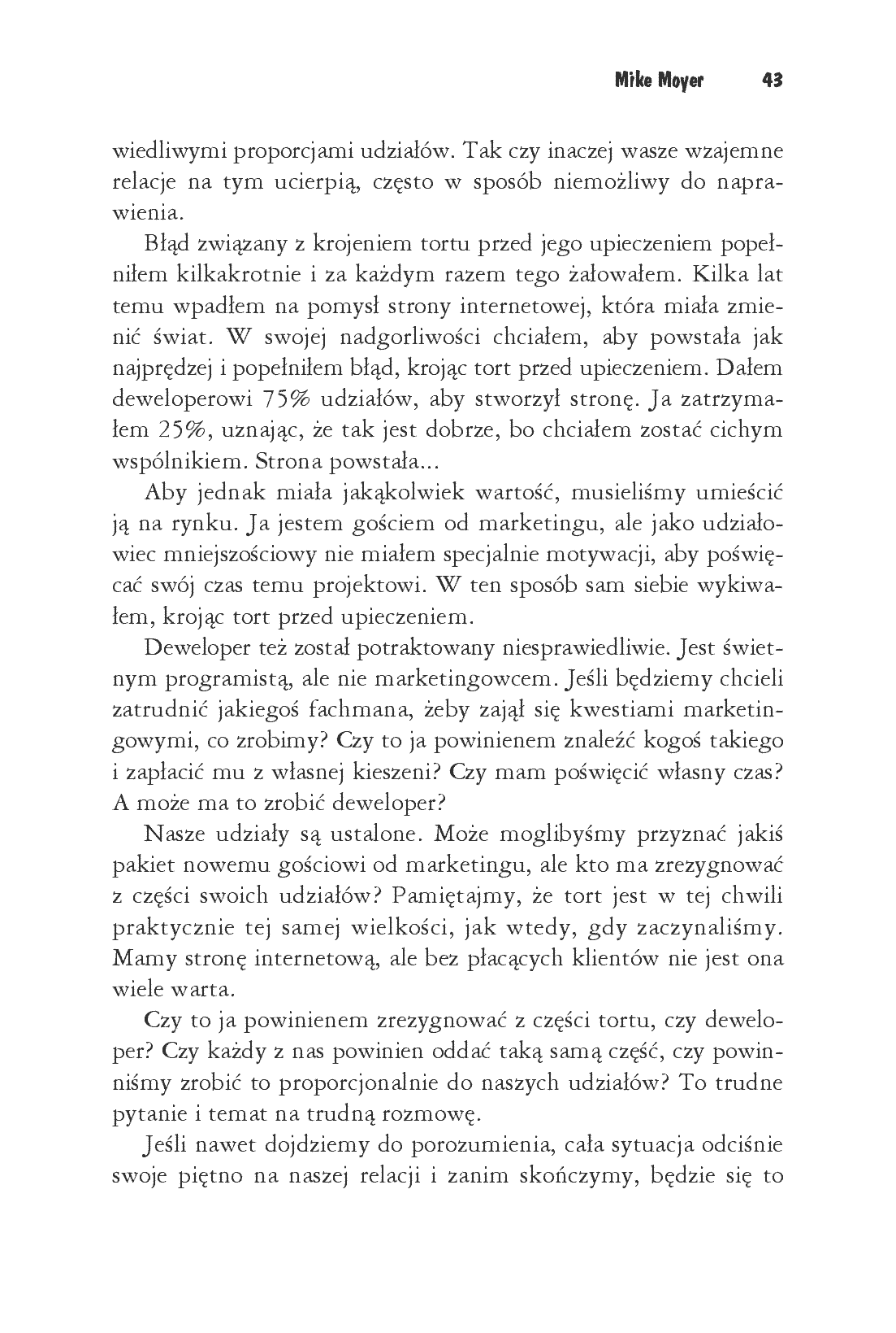 Fragment „Dzielenie tortu. Jak rozdysponować udziały w bezkosztowym start-upie” — strona 21 z 30