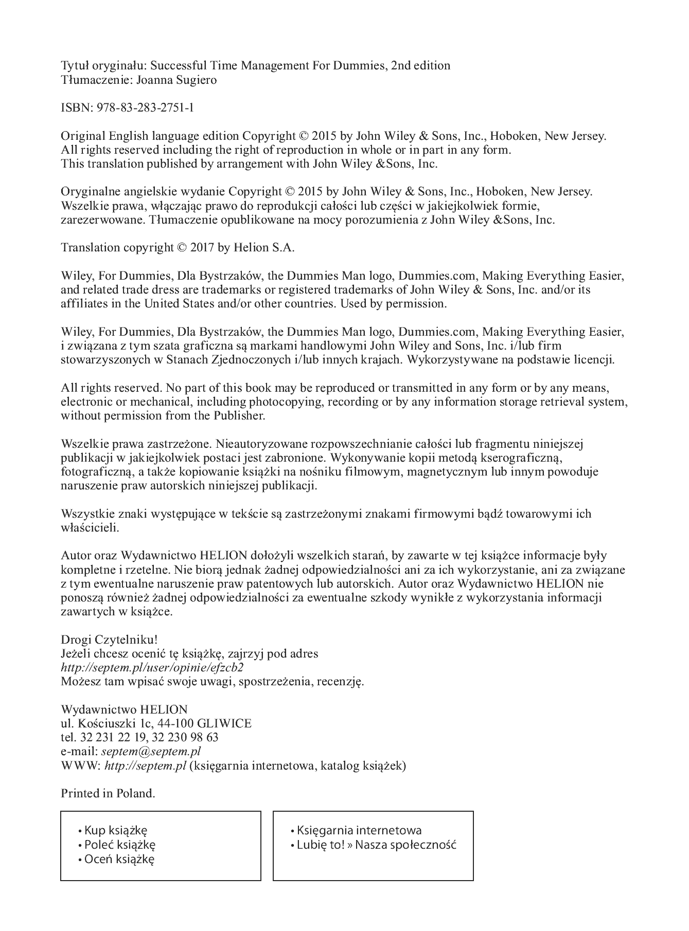 Fragment „Efektywne zarządzanie czasem dla bystrzaków. Wydanie II” — strona 2 z 30