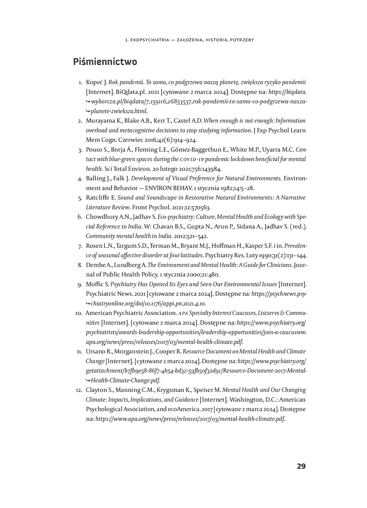 Fragment „Ekopsychiatria. Jak bliskość natury wspiera naszą psychikę” — strona 29 z 30