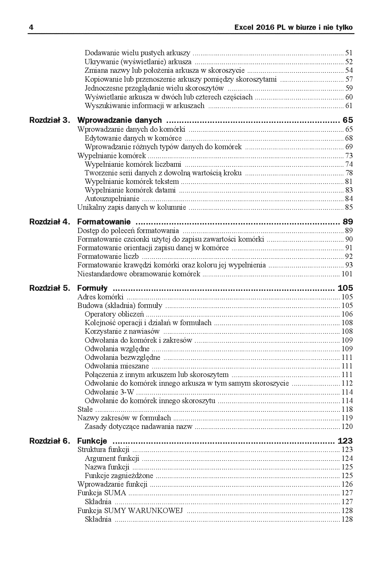 Fragment „Excel 2016 PL w biurze i nie tylko” — strona 4 z 30