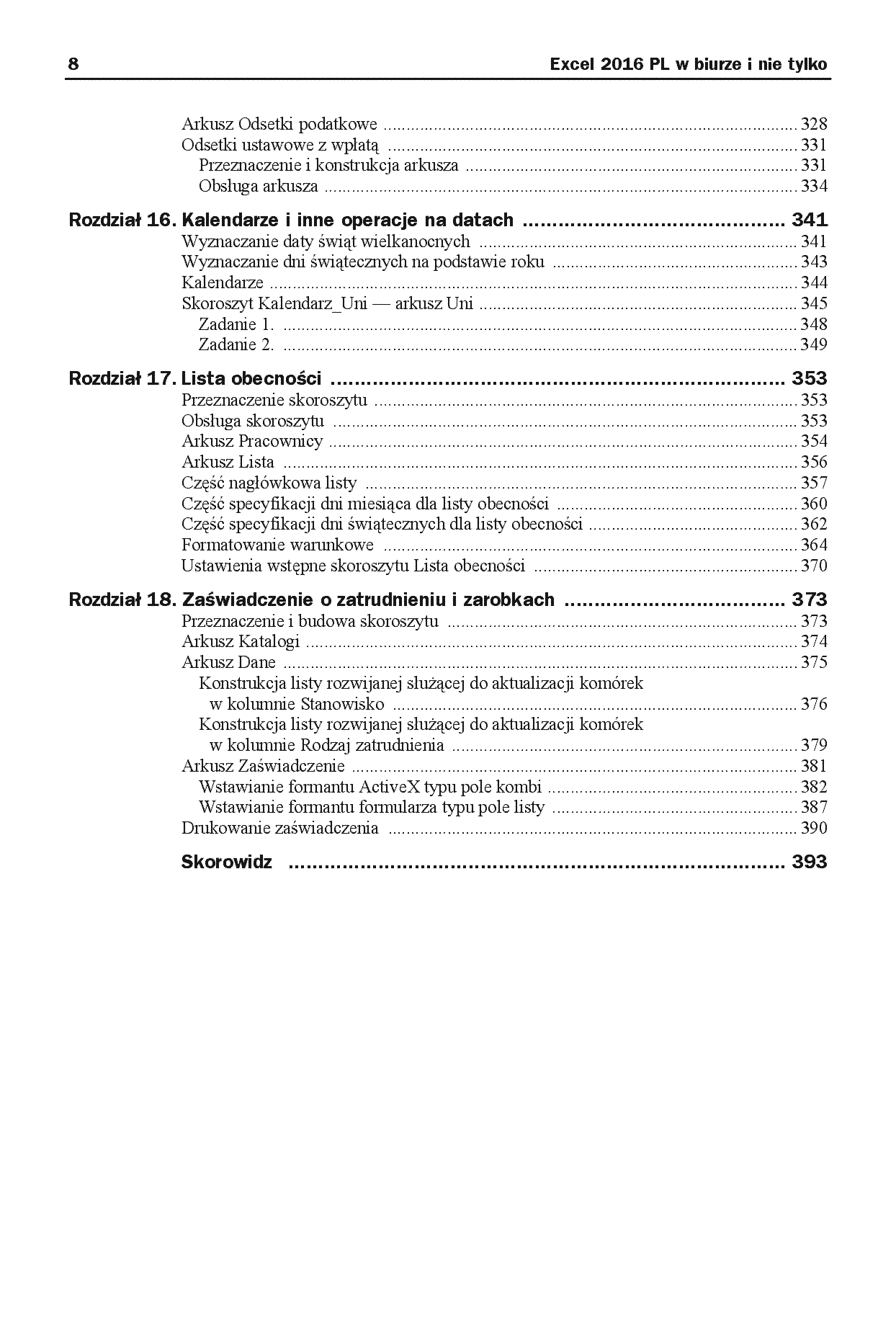 Fragment „Excel 2016 PL w biurze i nie tylko” — strona 8 z 30