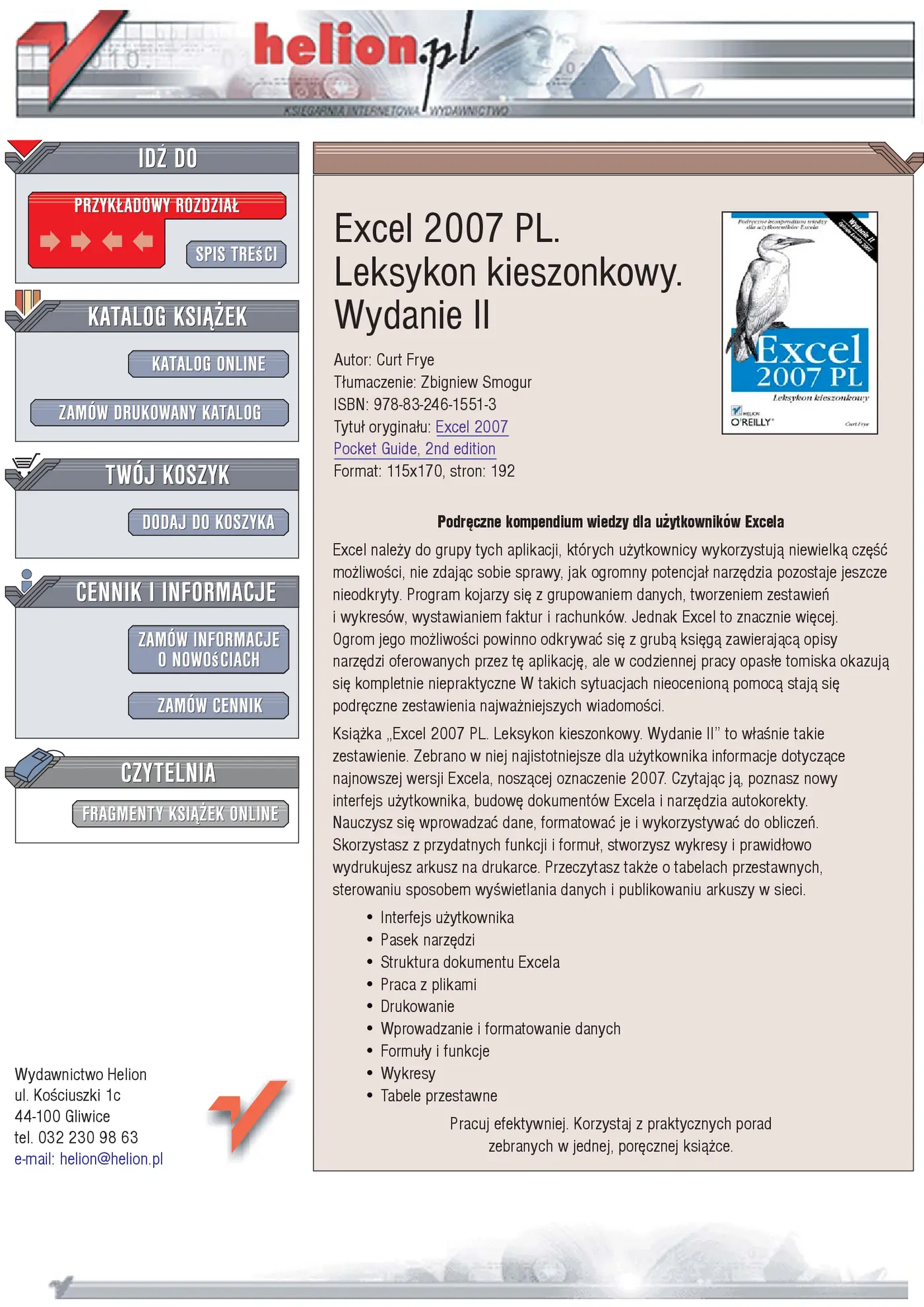 Fragment „Excel 2007 PL. Leksykon kieszonkowy. Wydanie II” — strona 1 z 30