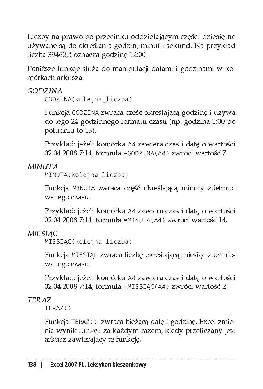 Fragment „Excel 2007 PL. Leksykon kieszonkowy. Wydanie II” — strona 14 z 30
