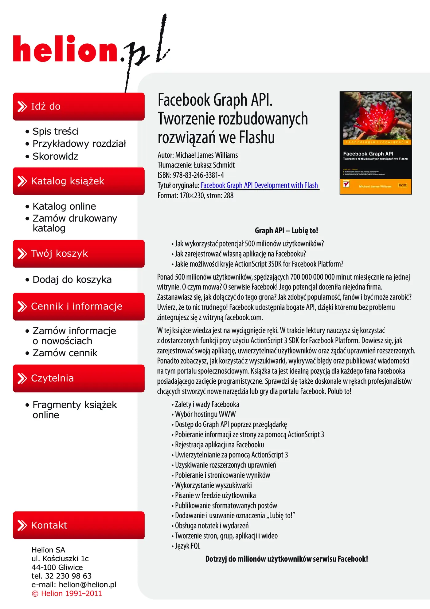 Fragment „Facebook Graph API. Tworzenie rozbudowanych rozwiązań we Flashu” — strona 2 z 30
