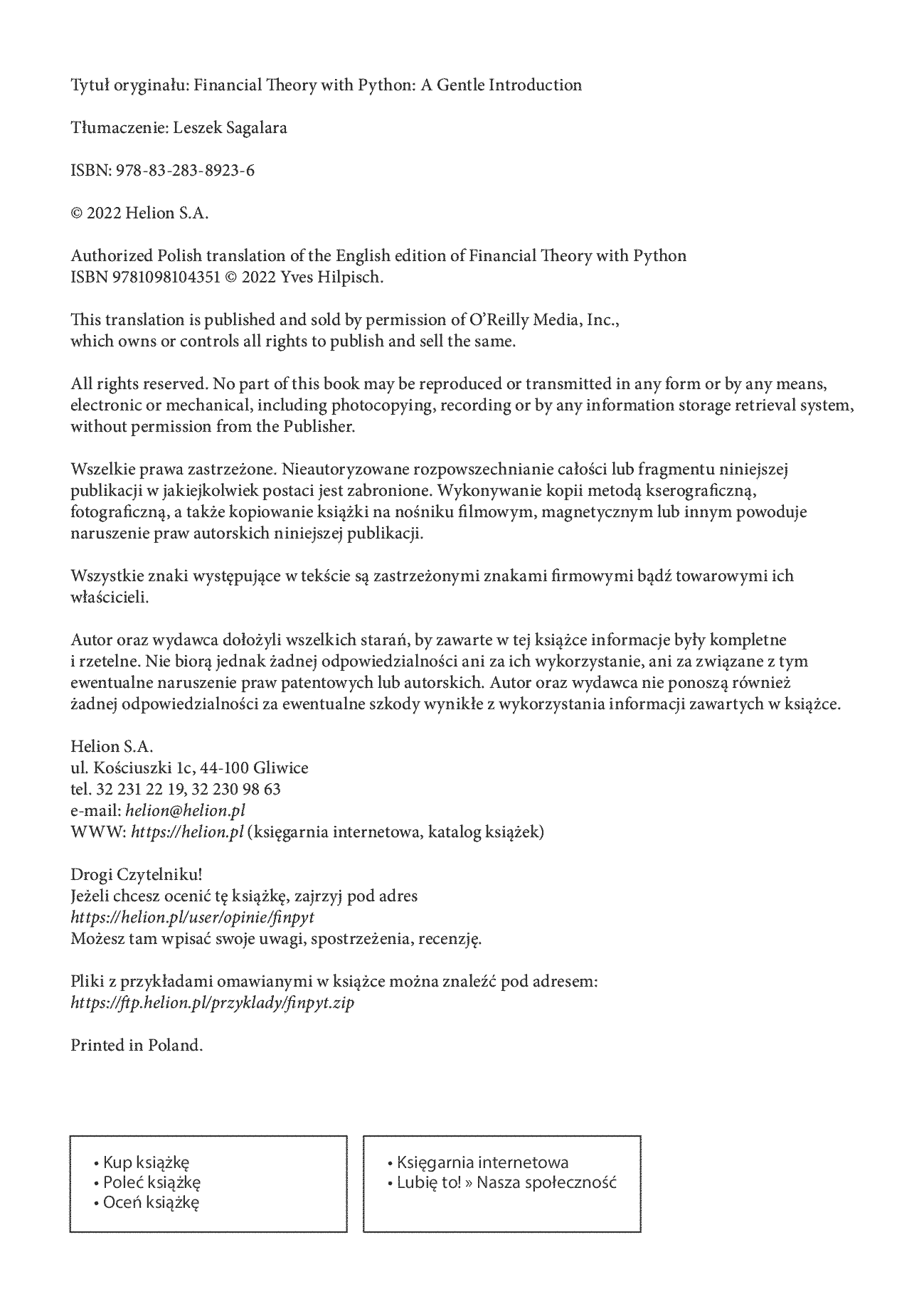Fragment „Finanse i Python. Łagodne wprowadzenie do teorii finansów” — strona 2 z 30