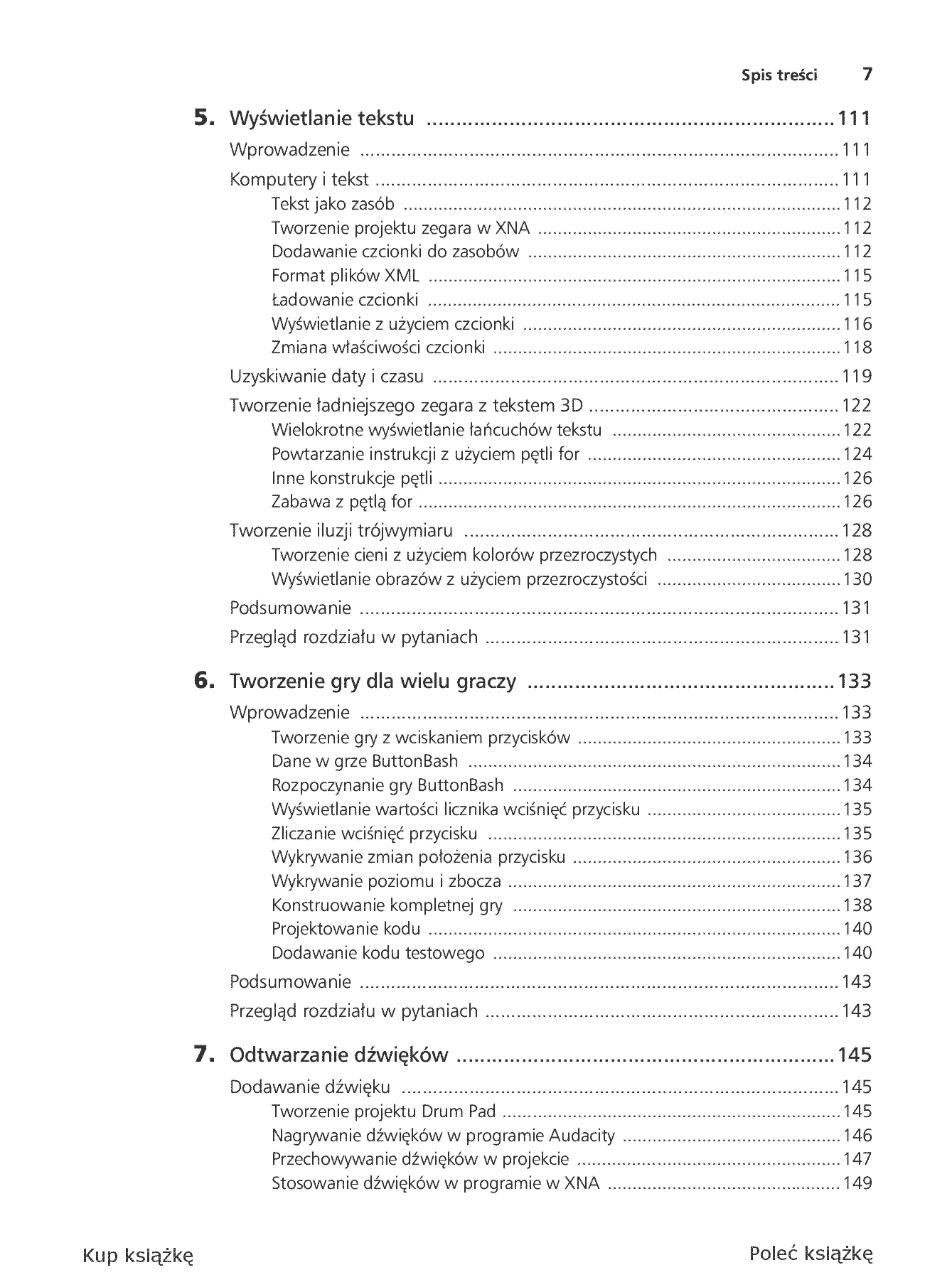 Fragment „Microsoft XNA Game Studio 4.0. Projektuj i buduj własne gry dla konsoli Xbox 360, urządzeń z systemem Windows Phone 7 i własnego PC” — strona 5 z 30