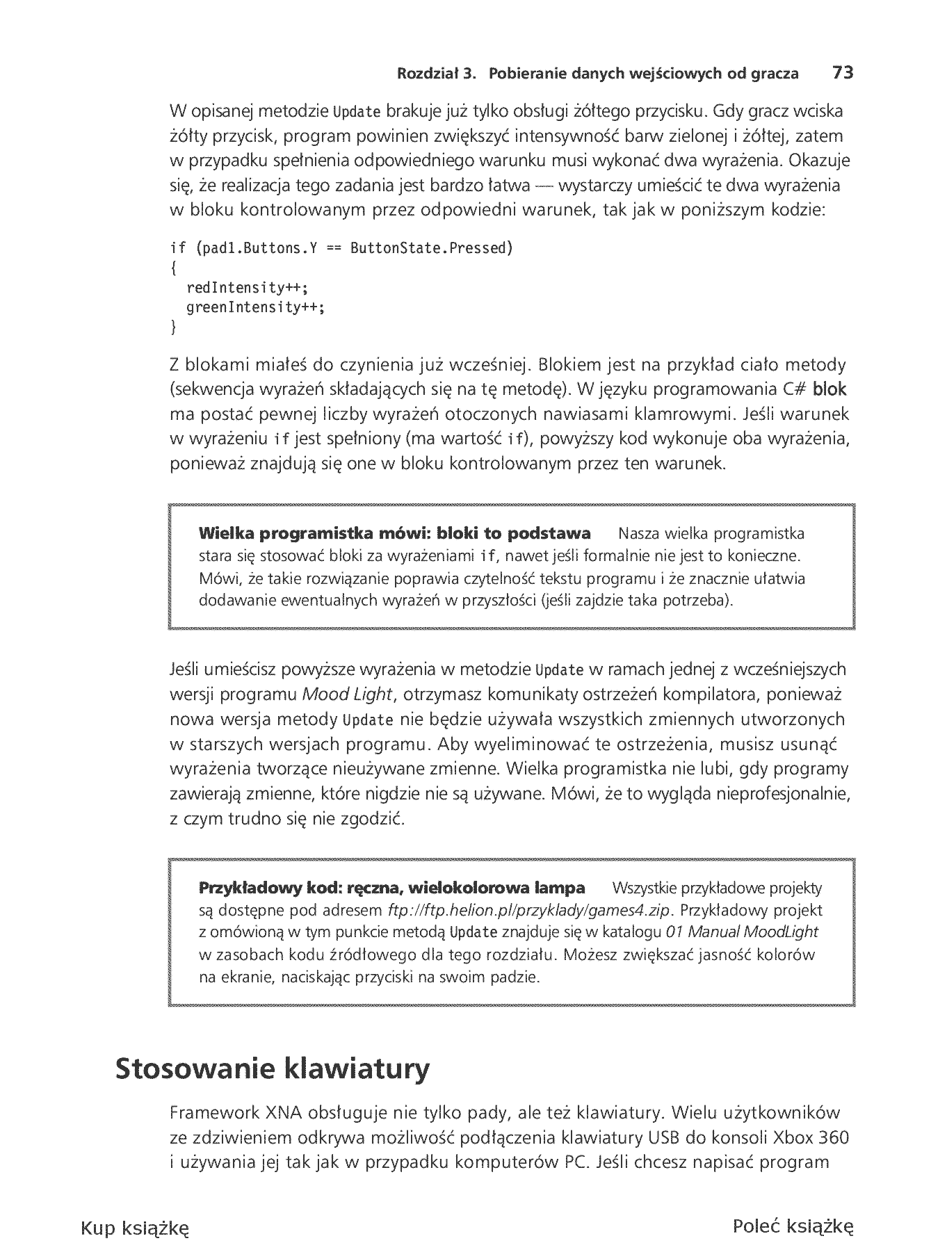 Fragment „Microsoft XNA Game Studio 4.0. Projektuj i buduj własne gry dla konsoli Xbox 360, urządzeń z systemem Windows Phone 7 i własnego PC” — strona 19 z 30