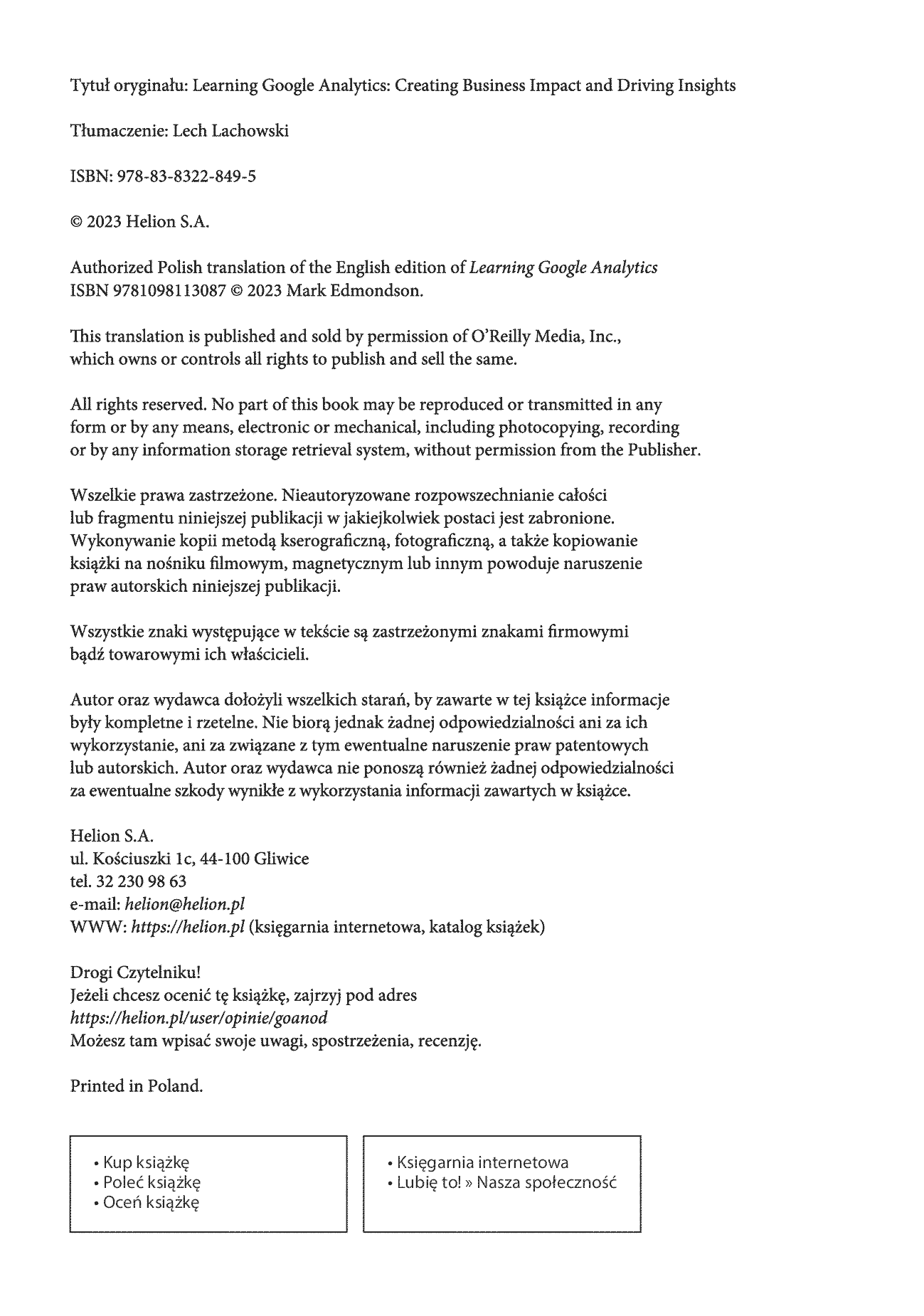 Fragment „Google Analytics od podstaw. Analiza wpływu biznesowego i wyznaczanie trendów” — strona 2 z 30