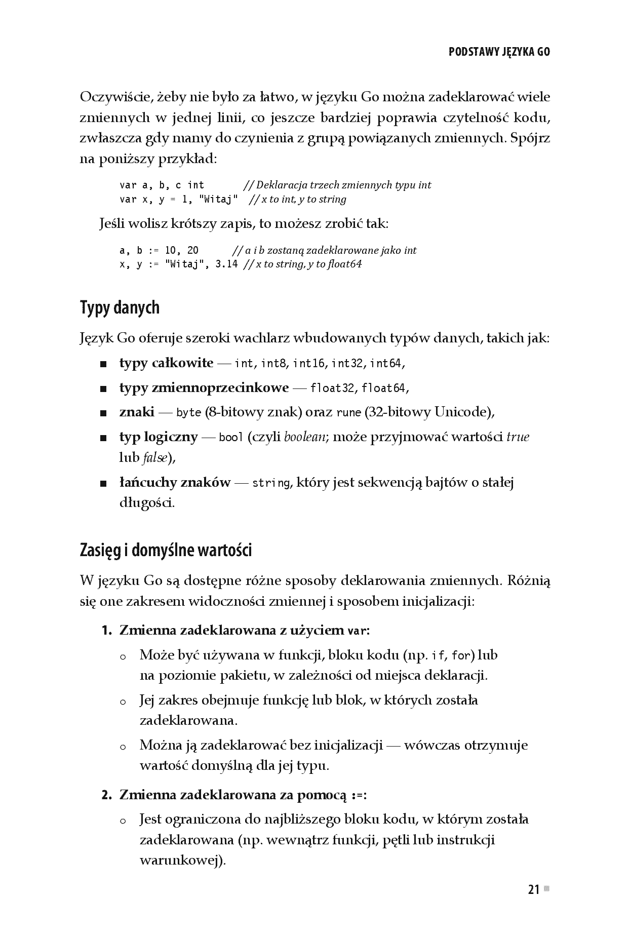 Fragment „Programowanie w Go. Poznaj prosty i wydajny język od Google” — strona 19 z 24