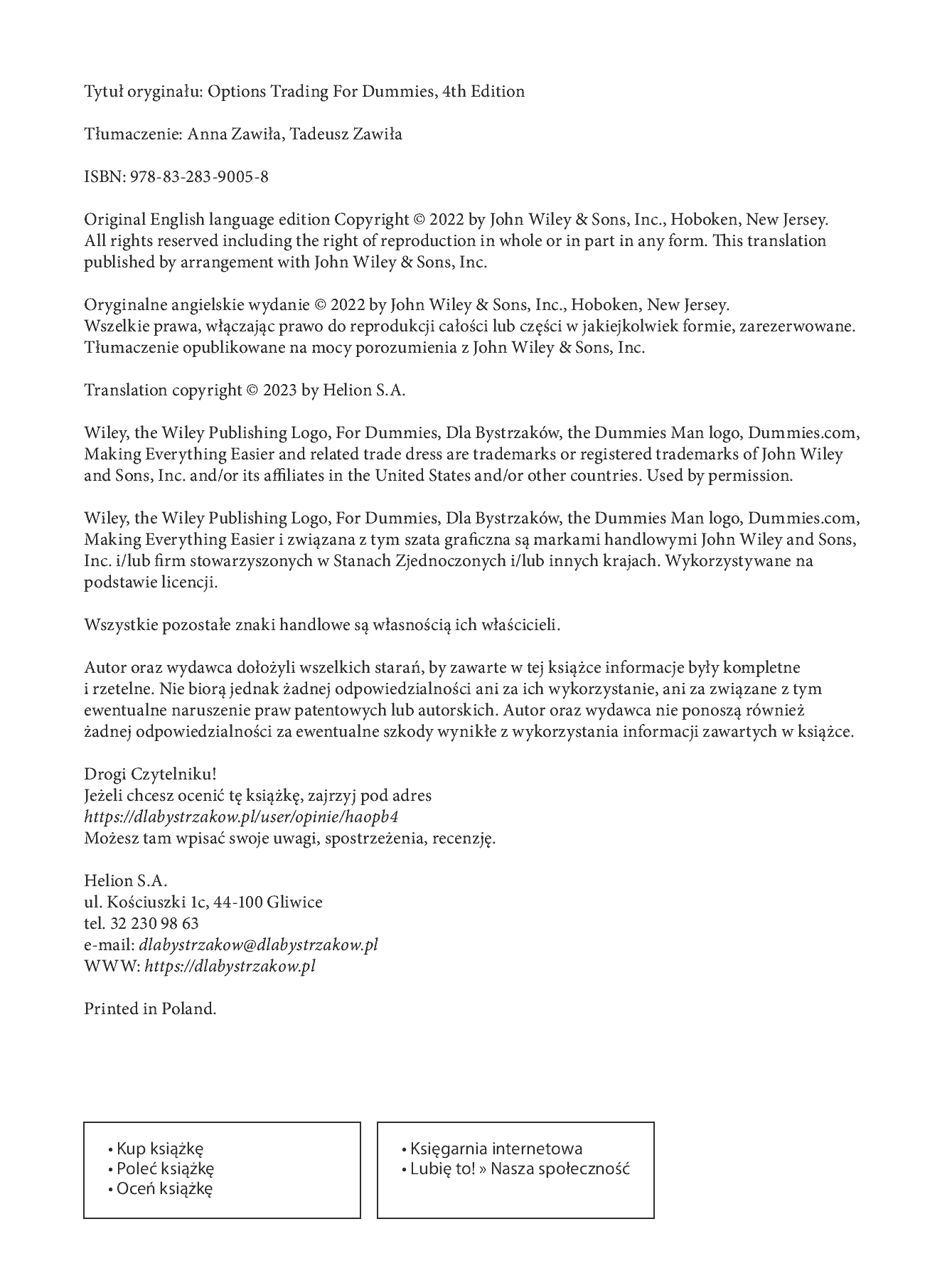 Fragment „Handel opcjami dla bystrzaków. Wydanie IV” — strona 2 z 30