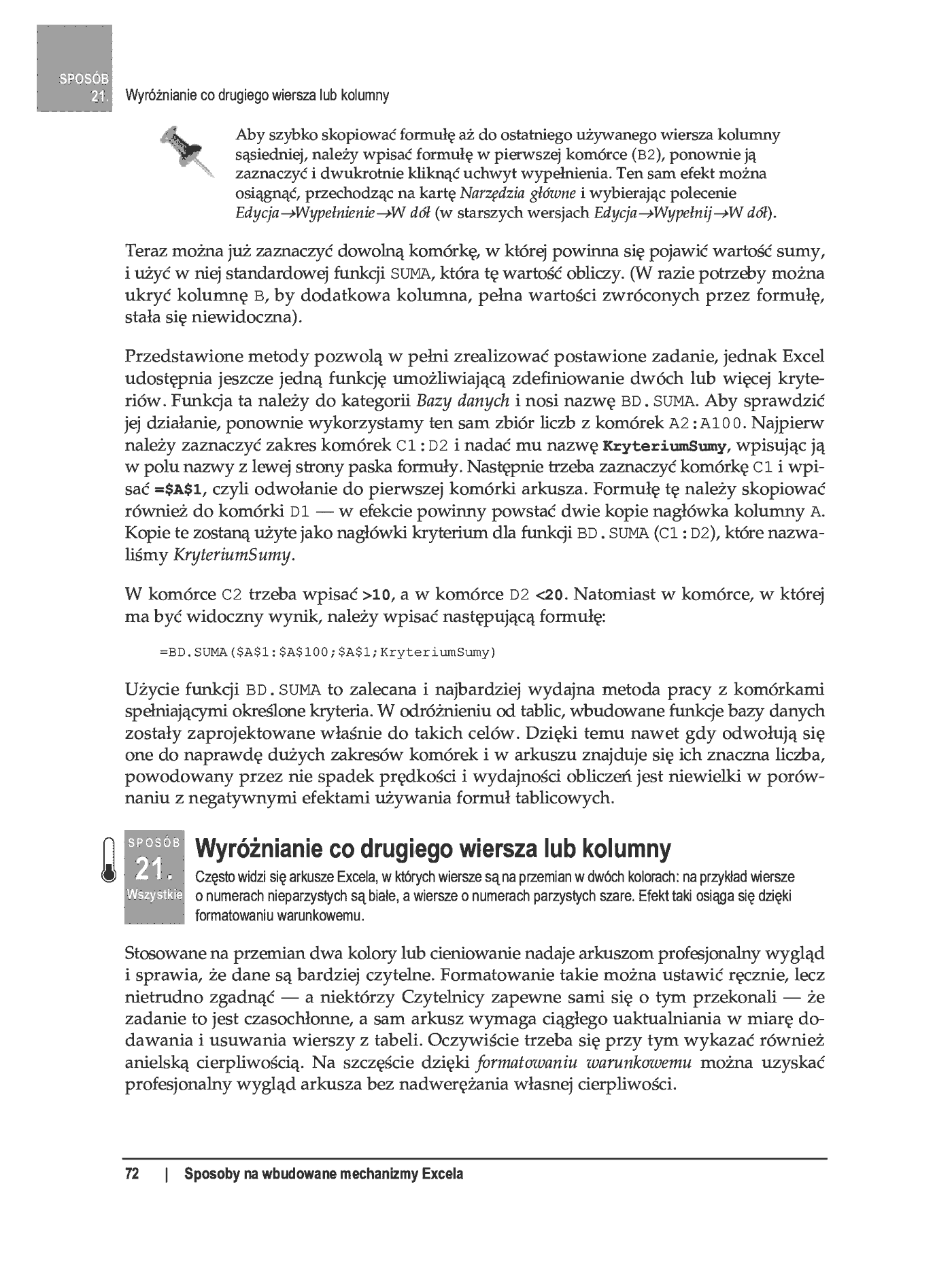 Fragment „100 sposobów na Excel 2007 PL. Tworzenie funkcjonalnych arkuszy” — strona 16 z 60