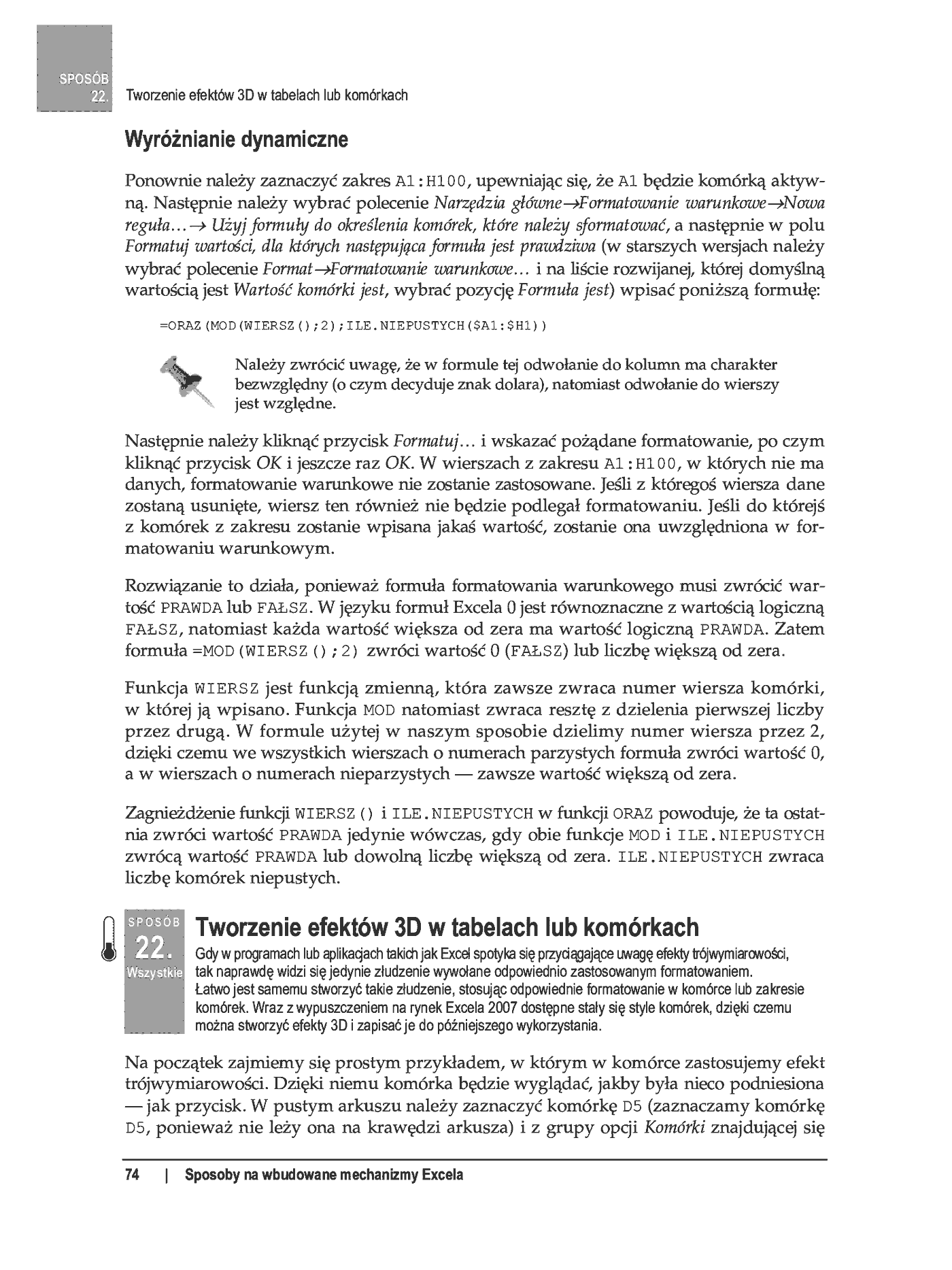 Fragment „100 sposobów na Excel 2007 PL. Tworzenie funkcjonalnych arkuszy” — strona 18 z 60
