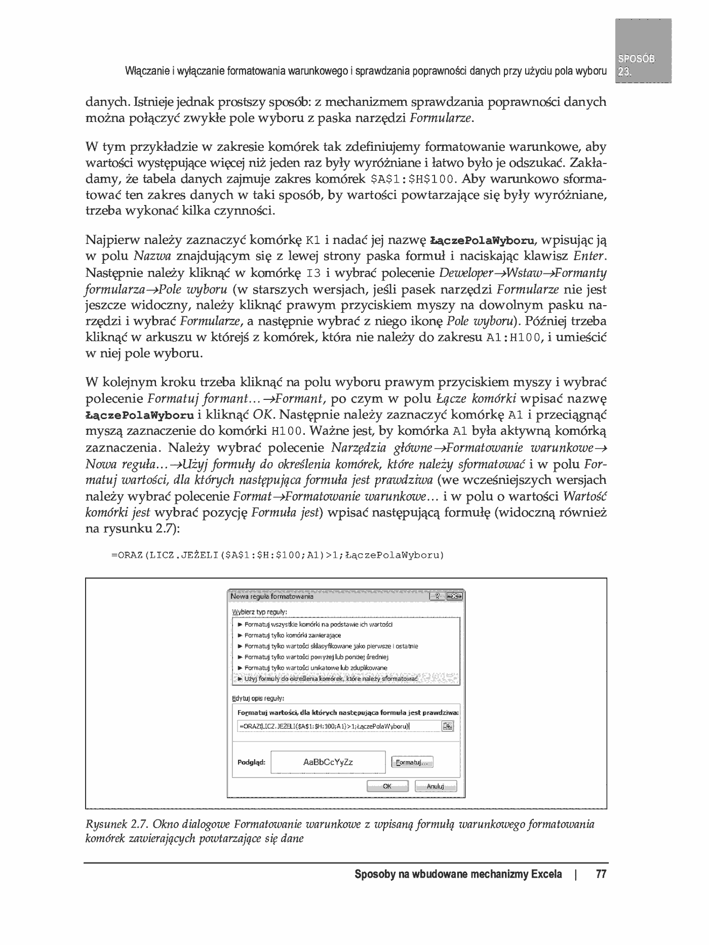 Fragment „100 sposobów na Excel 2007 PL. Tworzenie funkcjonalnych arkuszy” — strona 21 z 60