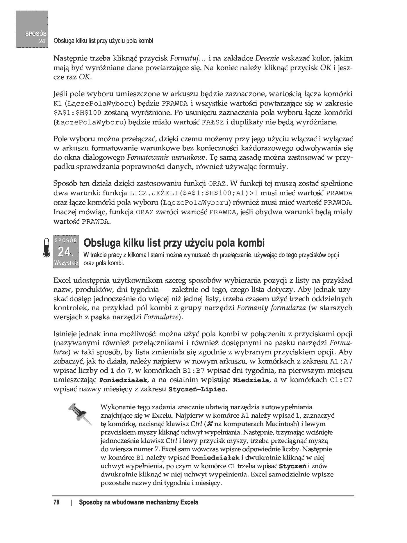 Fragment „100 sposobów na Excel 2007 PL. Tworzenie funkcjonalnych arkuszy” — strona 22 z 60