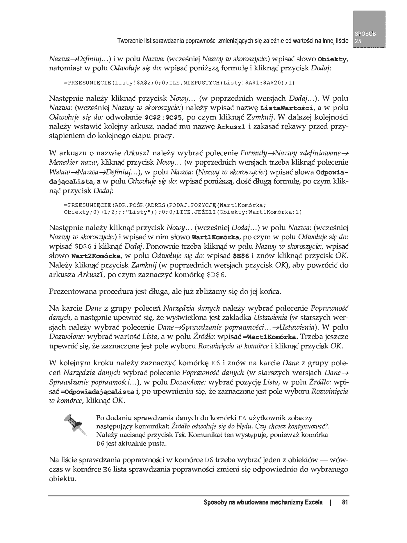 Fragment „100 sposobów na Excel 2007 PL. Tworzenie funkcjonalnych arkuszy” — strona 25 z 60