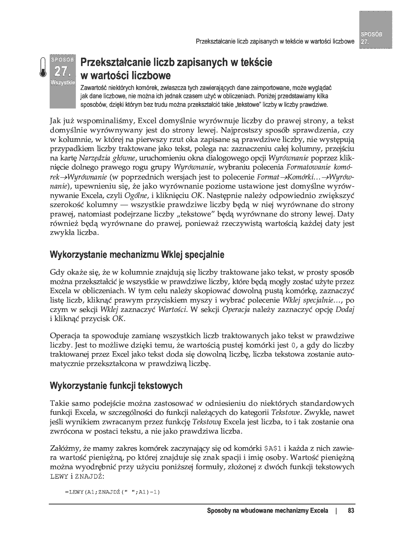 Fragment „100 sposobów na Excel 2007 PL. Tworzenie funkcjonalnych arkuszy” — strona 27 z 60