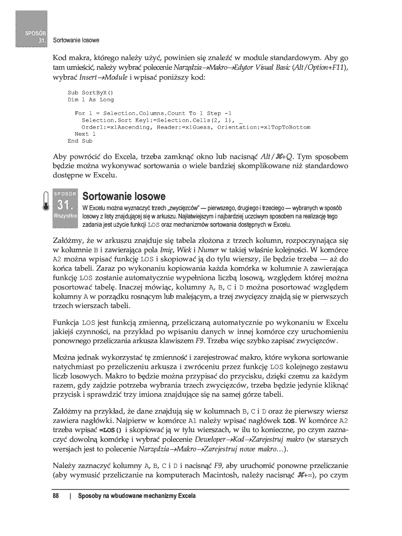 Fragment „100 sposobów na Excel 2007 PL. Tworzenie funkcjonalnych arkuszy” — strona 32 z 60