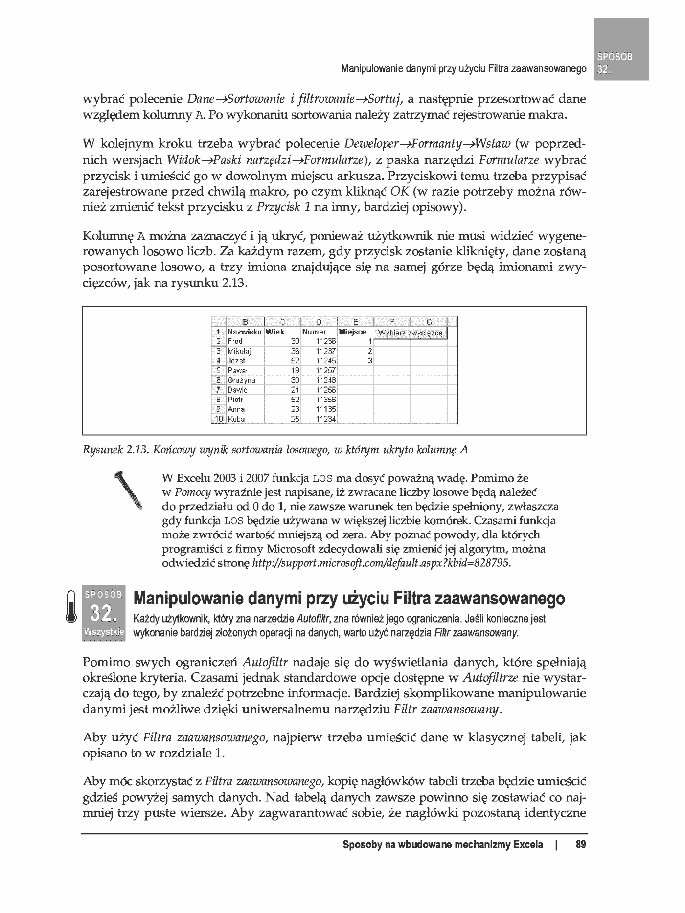 Fragment „100 sposobów na Excel 2007 PL. Tworzenie funkcjonalnych arkuszy” — strona 33 z 60