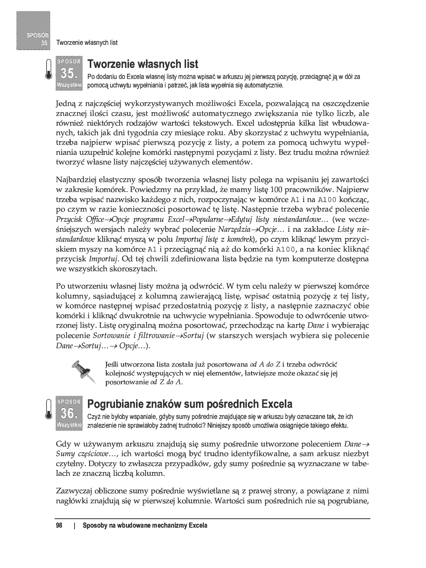 Fragment „100 sposobów na Excel 2007 PL. Tworzenie funkcjonalnych arkuszy” — strona 42 z 60