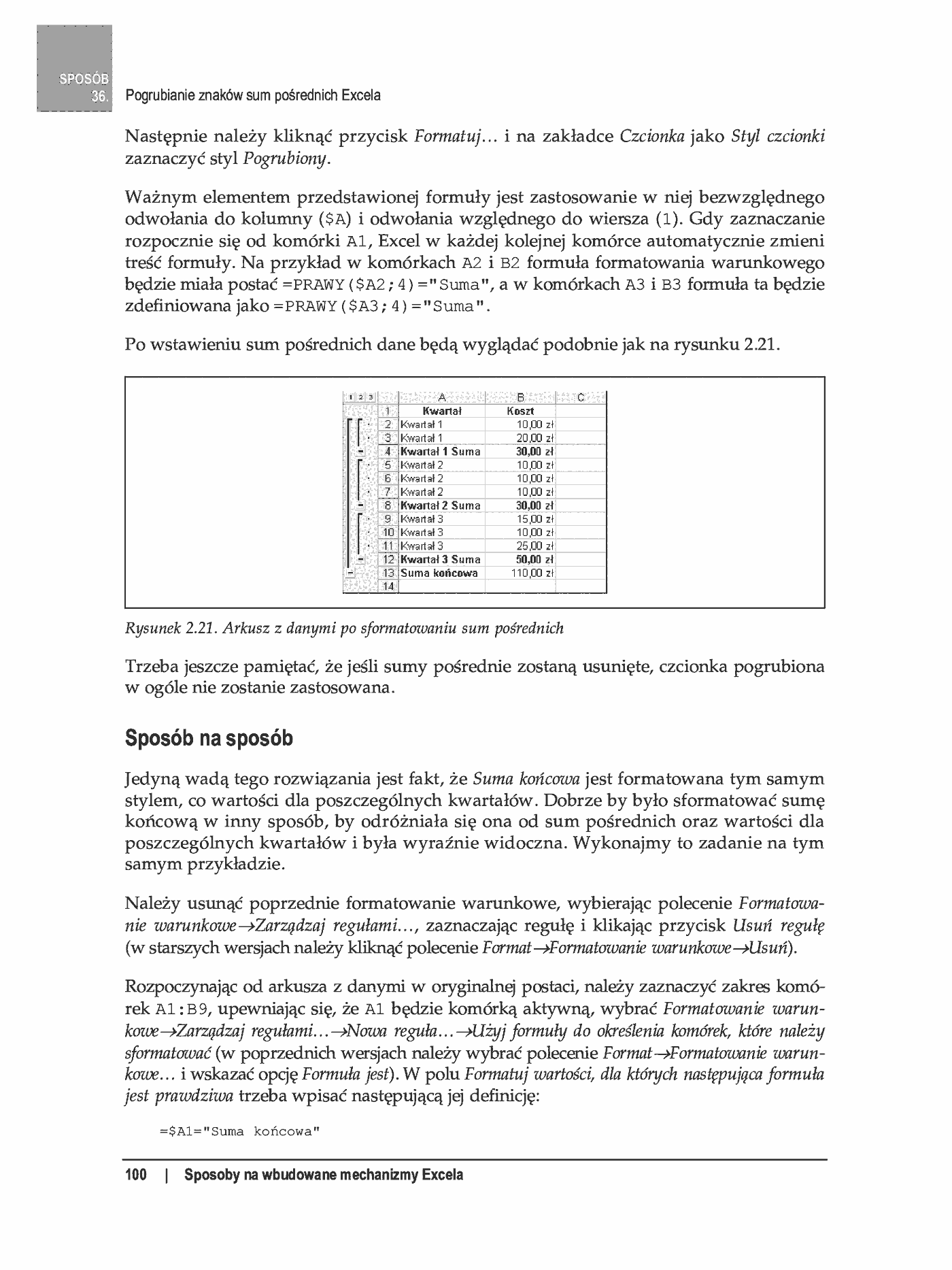 Fragment „100 sposobów na Excel 2007 PL. Tworzenie funkcjonalnych arkuszy” — strona 44 z 60