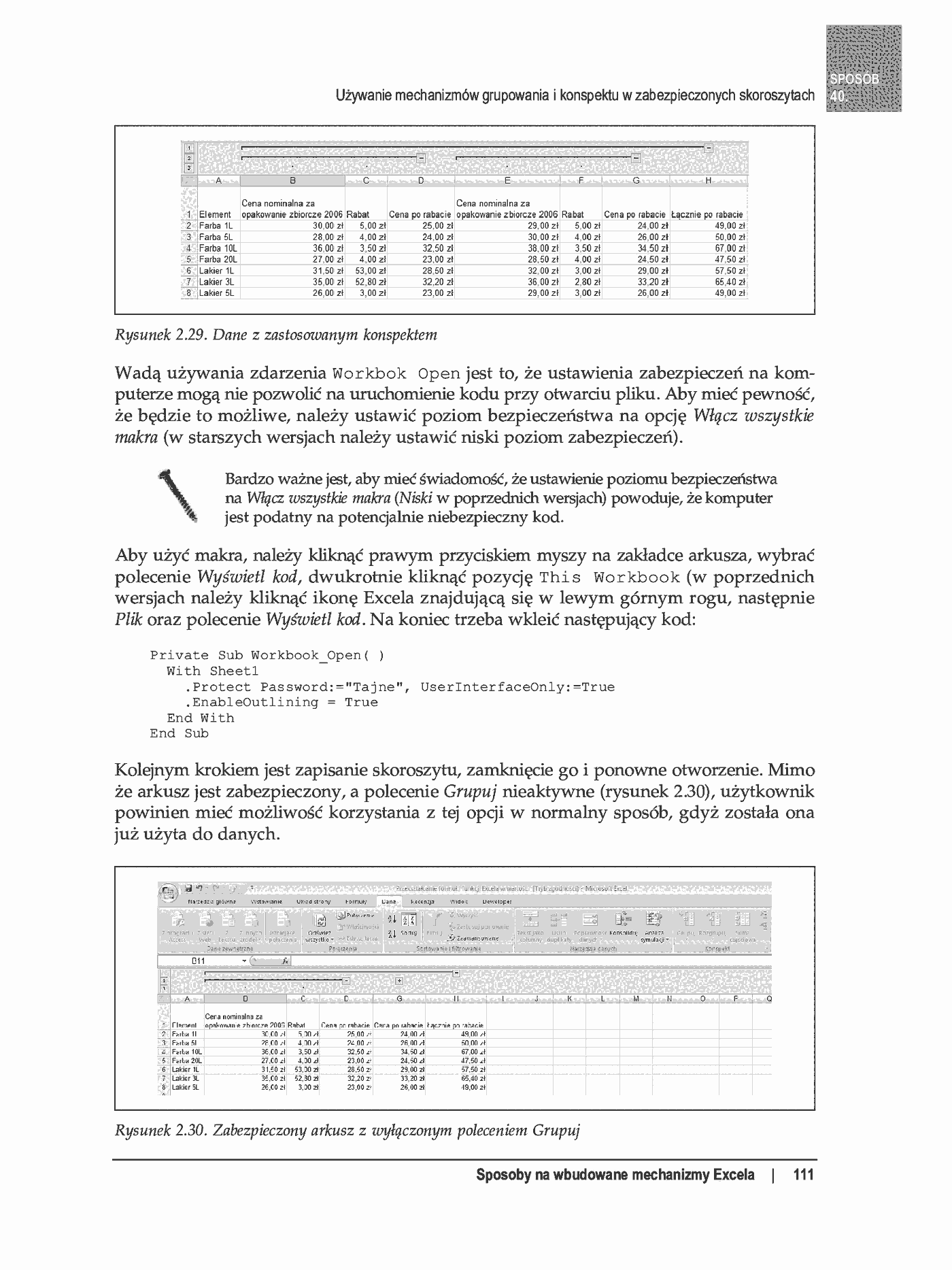 Fragment „100 sposobów na Excel 2007 PL. Tworzenie funkcjonalnych arkuszy” — strona 55 z 60
