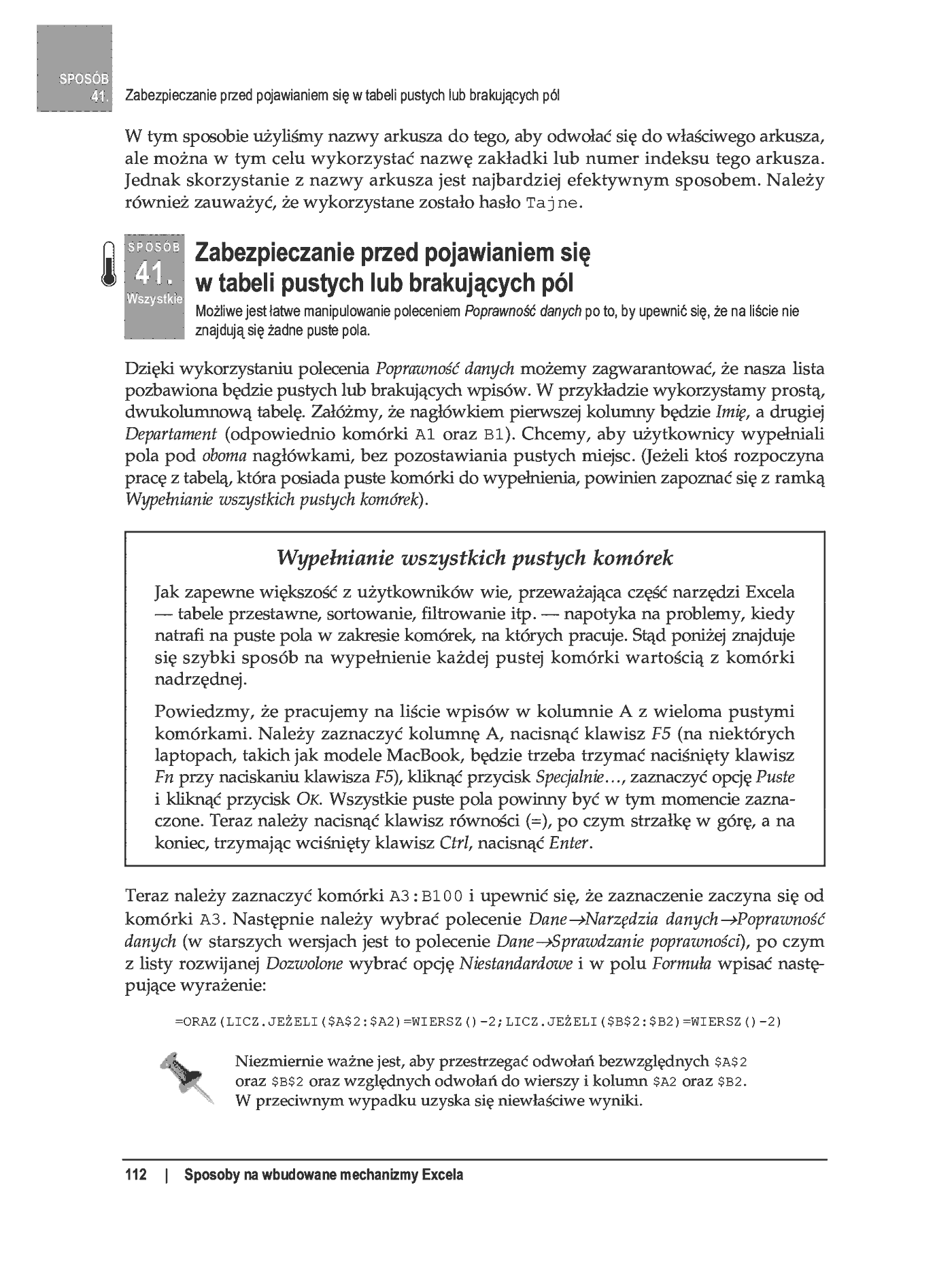 Fragment „100 sposobów na Excel 2007 PL. Tworzenie funkcjonalnych arkuszy” — strona 56 z 60