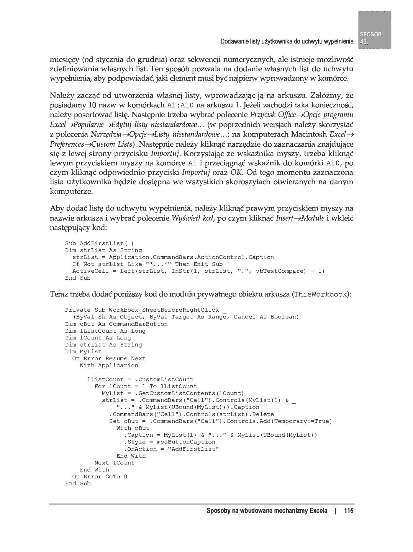 Fragment „100 sposobów na Excel 2007 PL. Tworzenie funkcjonalnych arkuszy” — strona 59 z 60