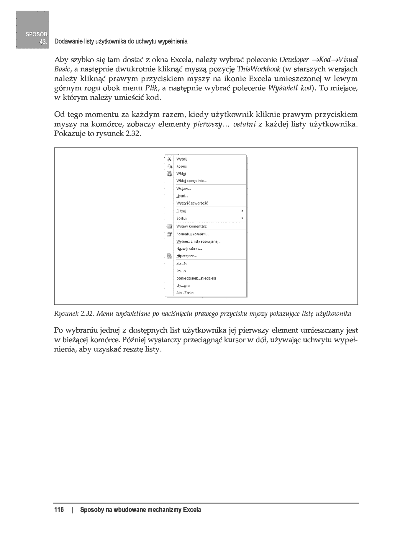 Fragment „100 sposobów na Excel 2007 PL. Tworzenie funkcjonalnych arkuszy” — strona 60 z 60