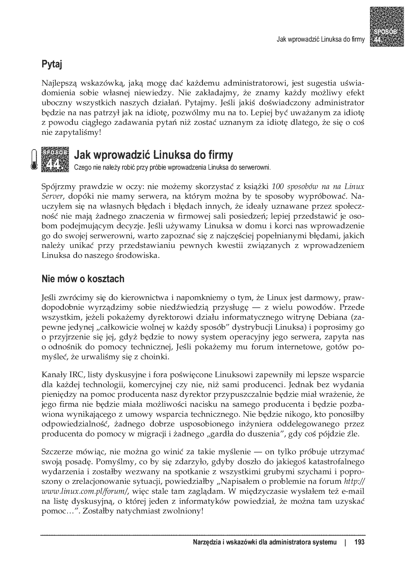 Fragment „100 sposobów na Linux Server. Wskazówki i narzędzia dotyczące integracji, monitorowania i rozwiązywania problemów” — strona 46 z 54