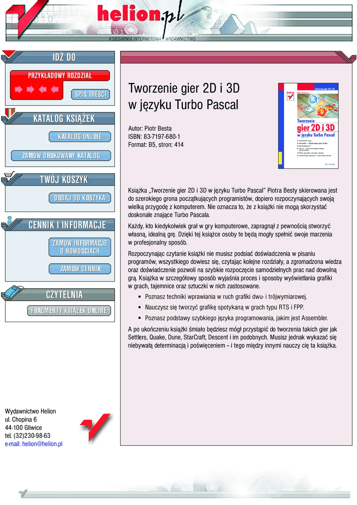 Fragment „Tworzenie gier 2D i 3D w języku Turbo Pascal” — strona 1 z 21
